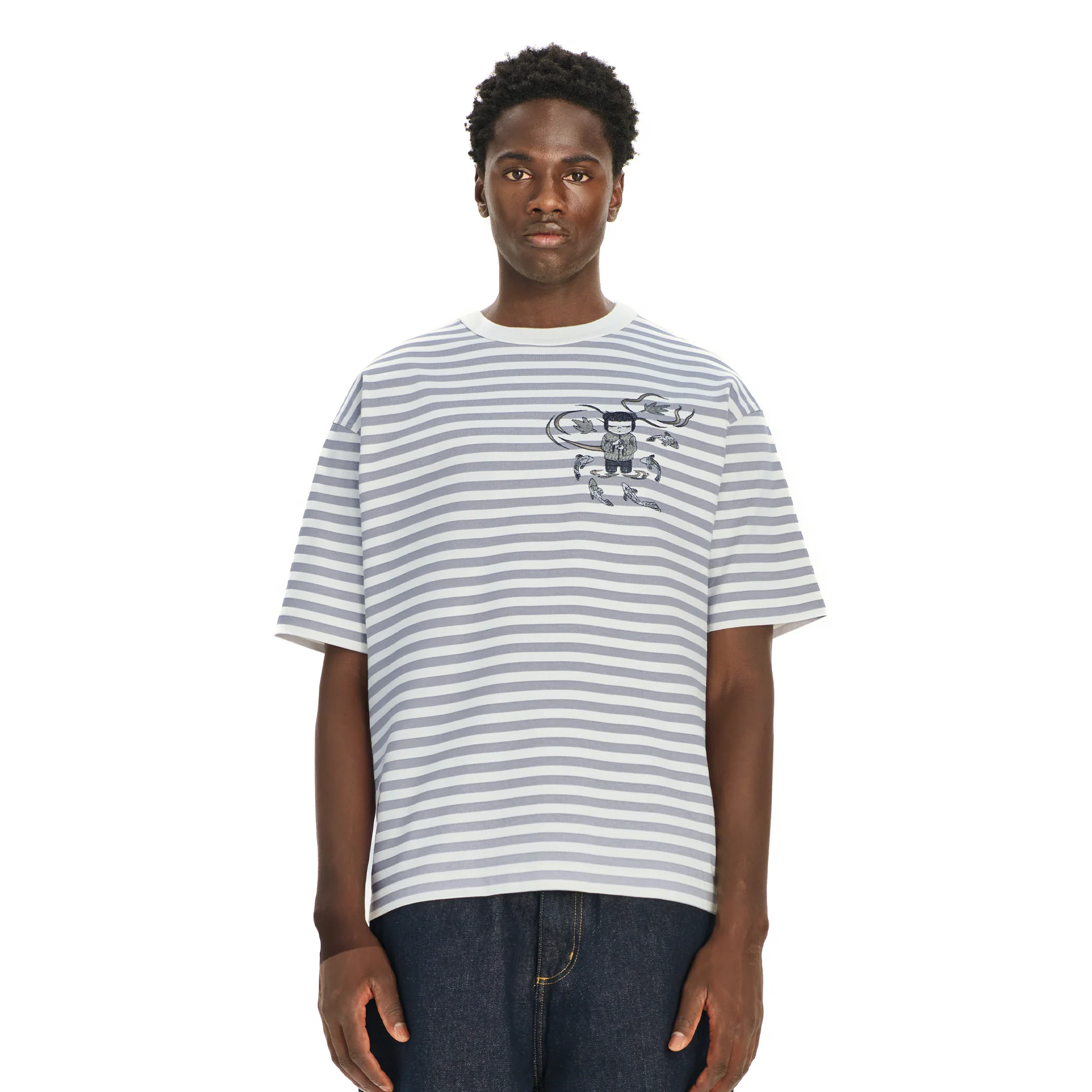 "koi" T Shirt grey striped - Image 5