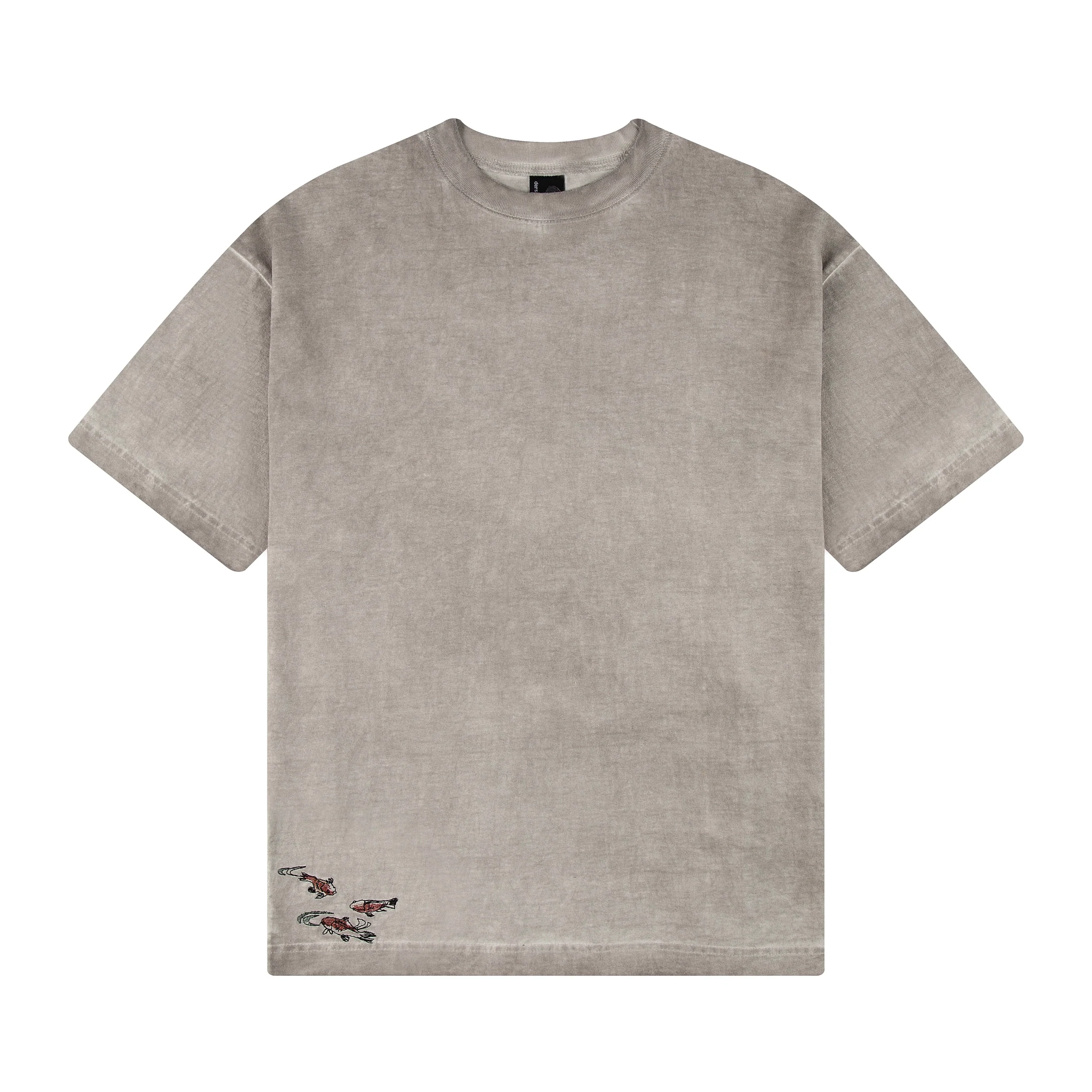 "lotus" T shirt oil washed light grey - Image 2