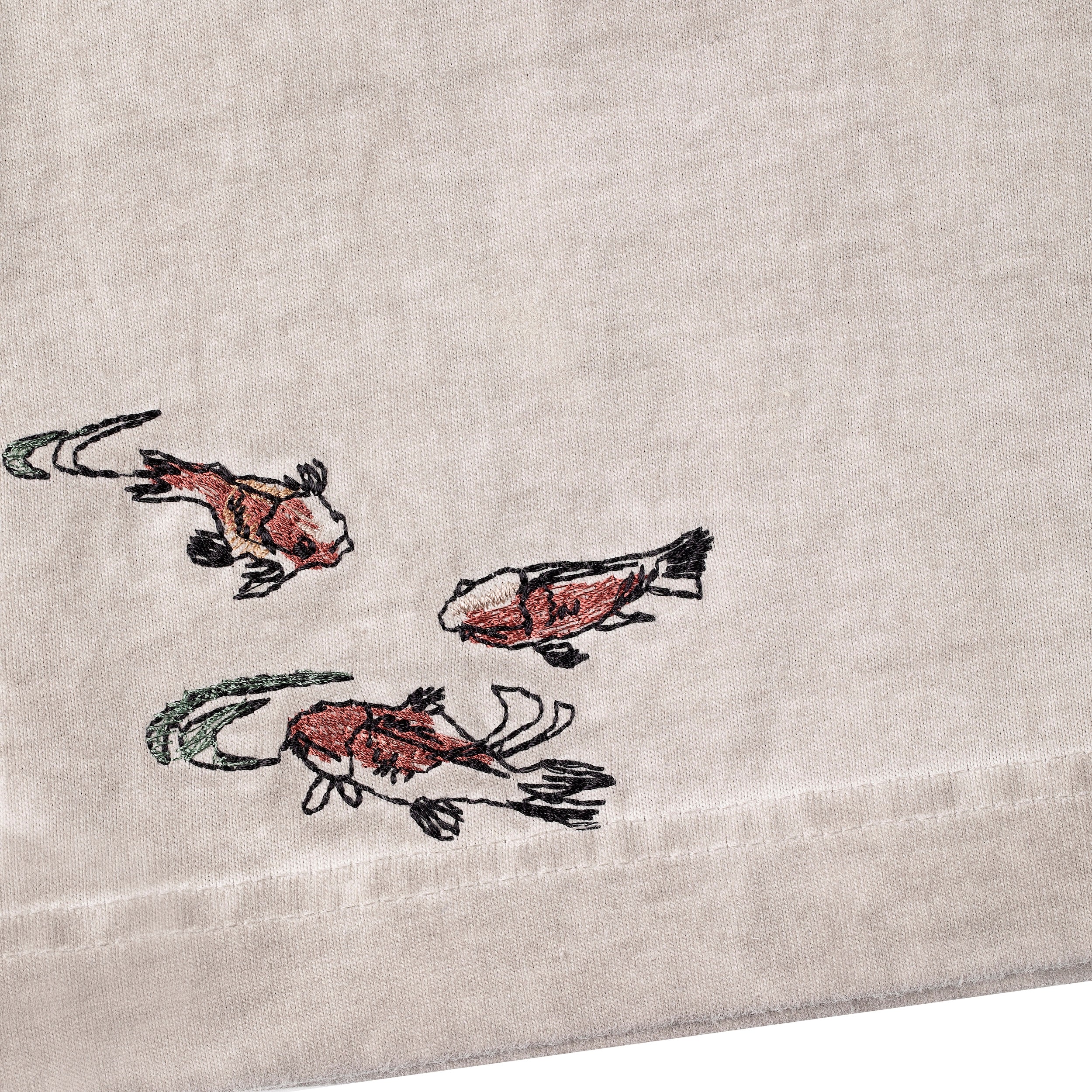 "lotus" T shirt oil washed light grey - Image 4
