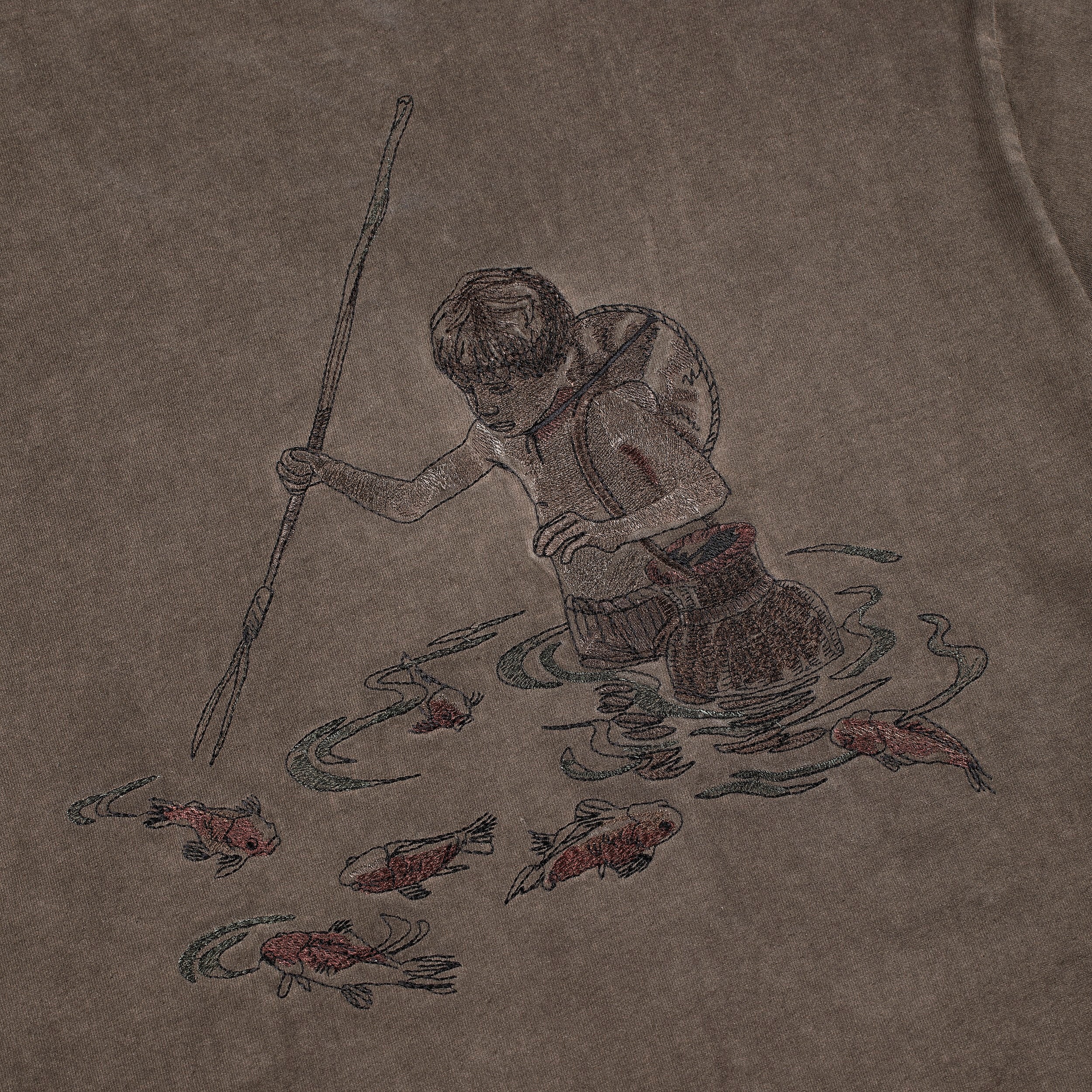 "lotus" T shirt oil washed brown - Image 4