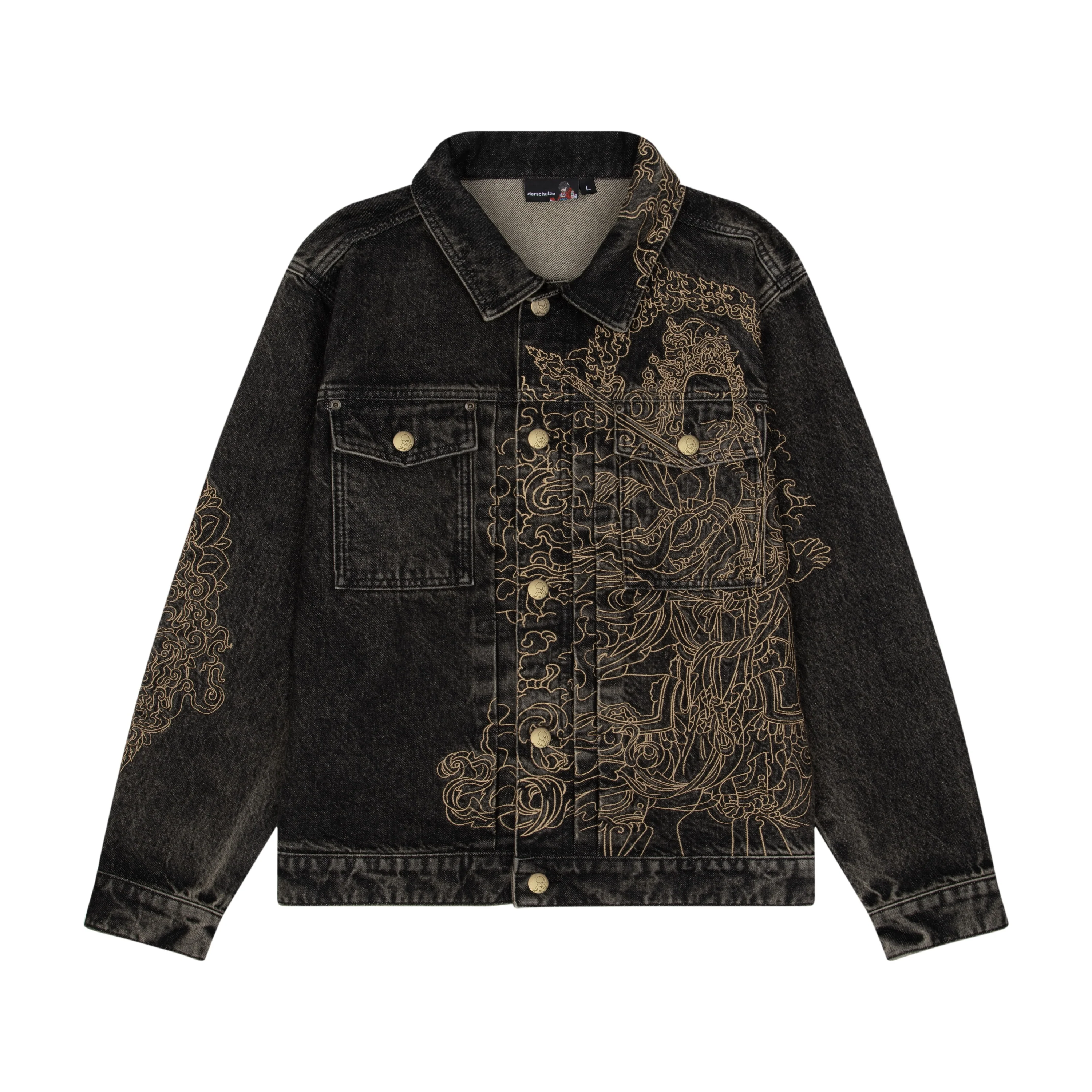 "lotus v2" denim Jacket black