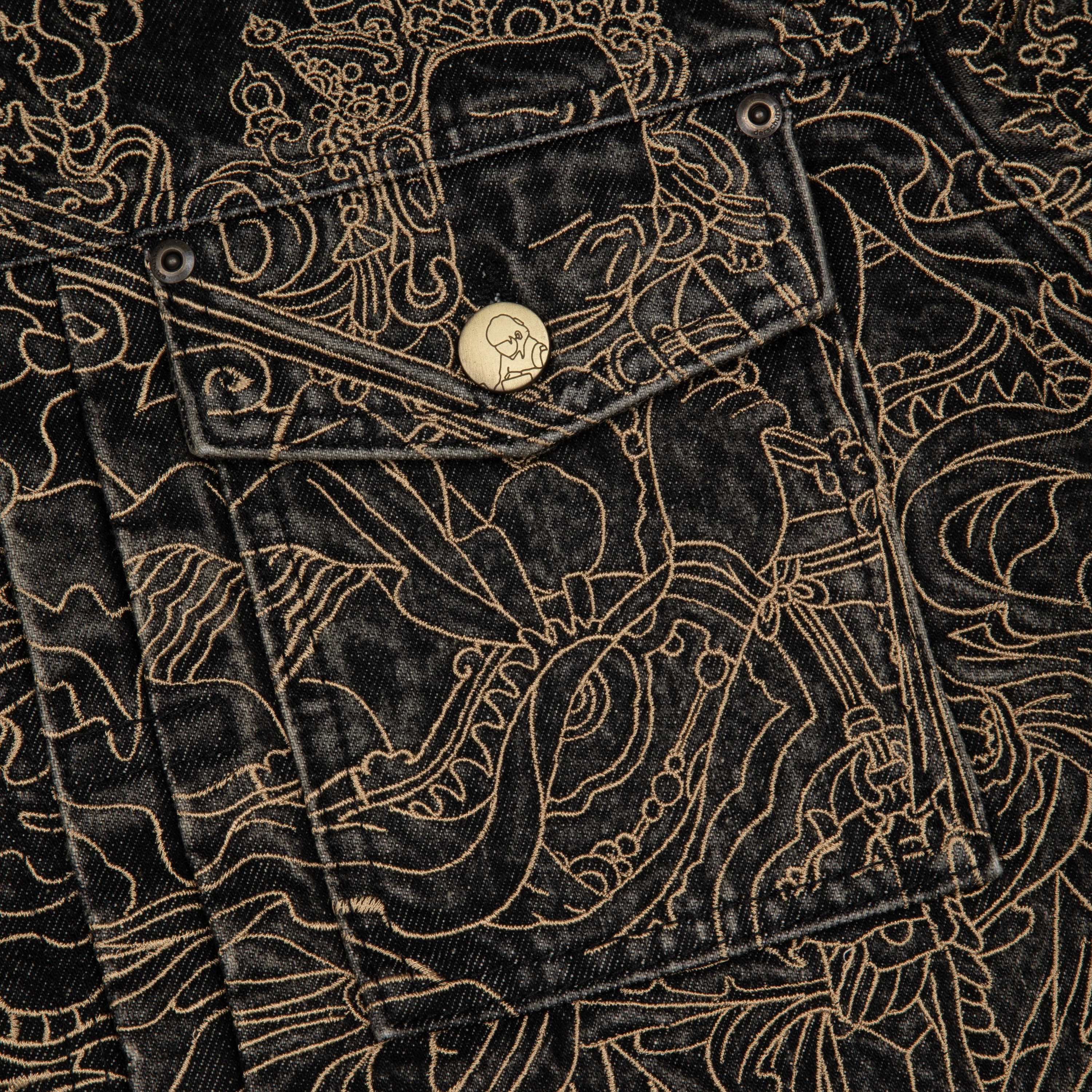 "lotus v2" denim Jacket black - Image 4