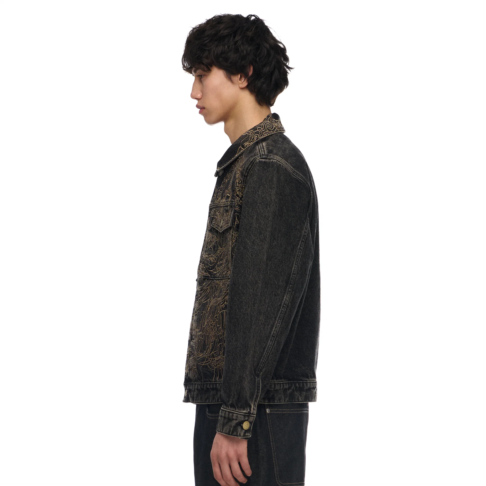 "lotus v2" denim Jacket black - Image 8