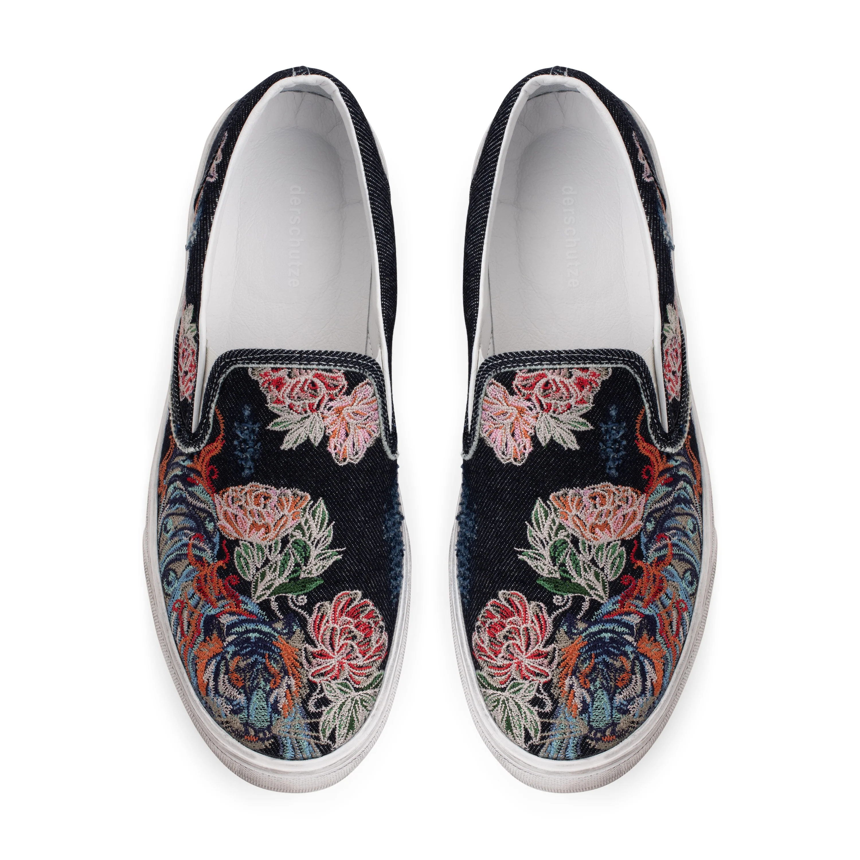 "lotus v2" denim slip-ons