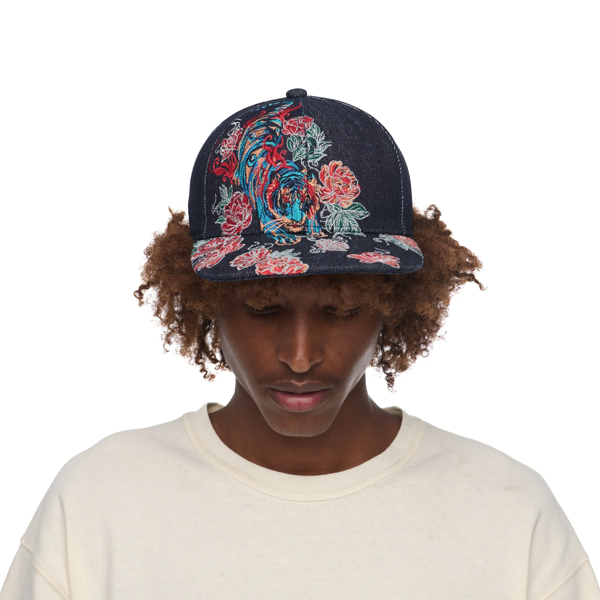 "lotus v2" indigo raw denim cap - Image 6