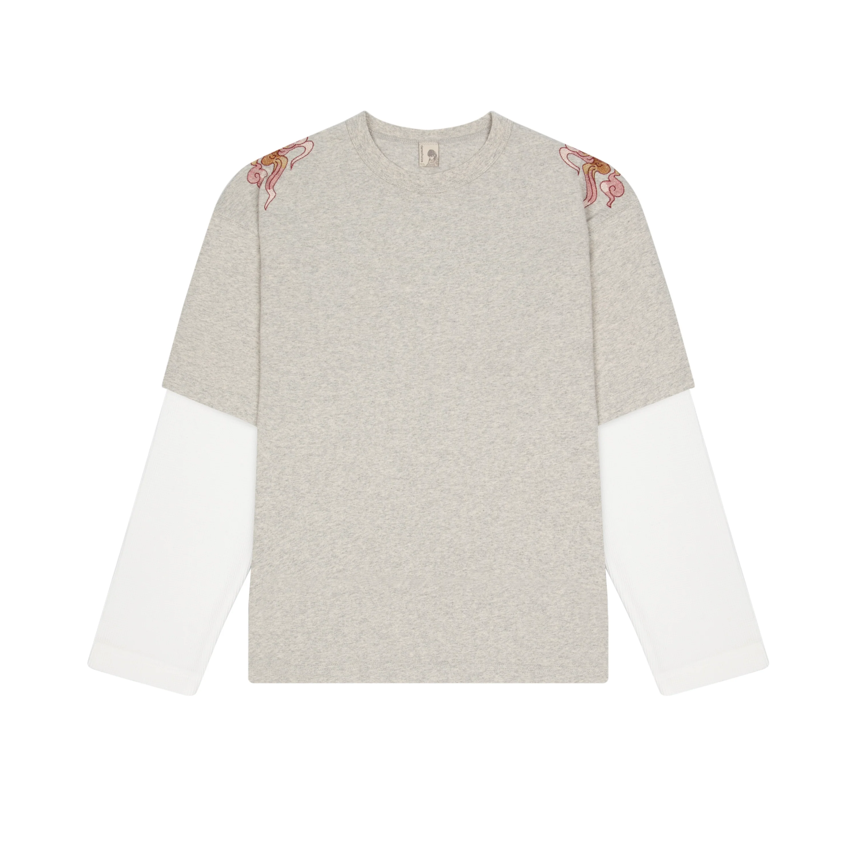 "lotus v2" layered Longsleeve grey melange - Image 2