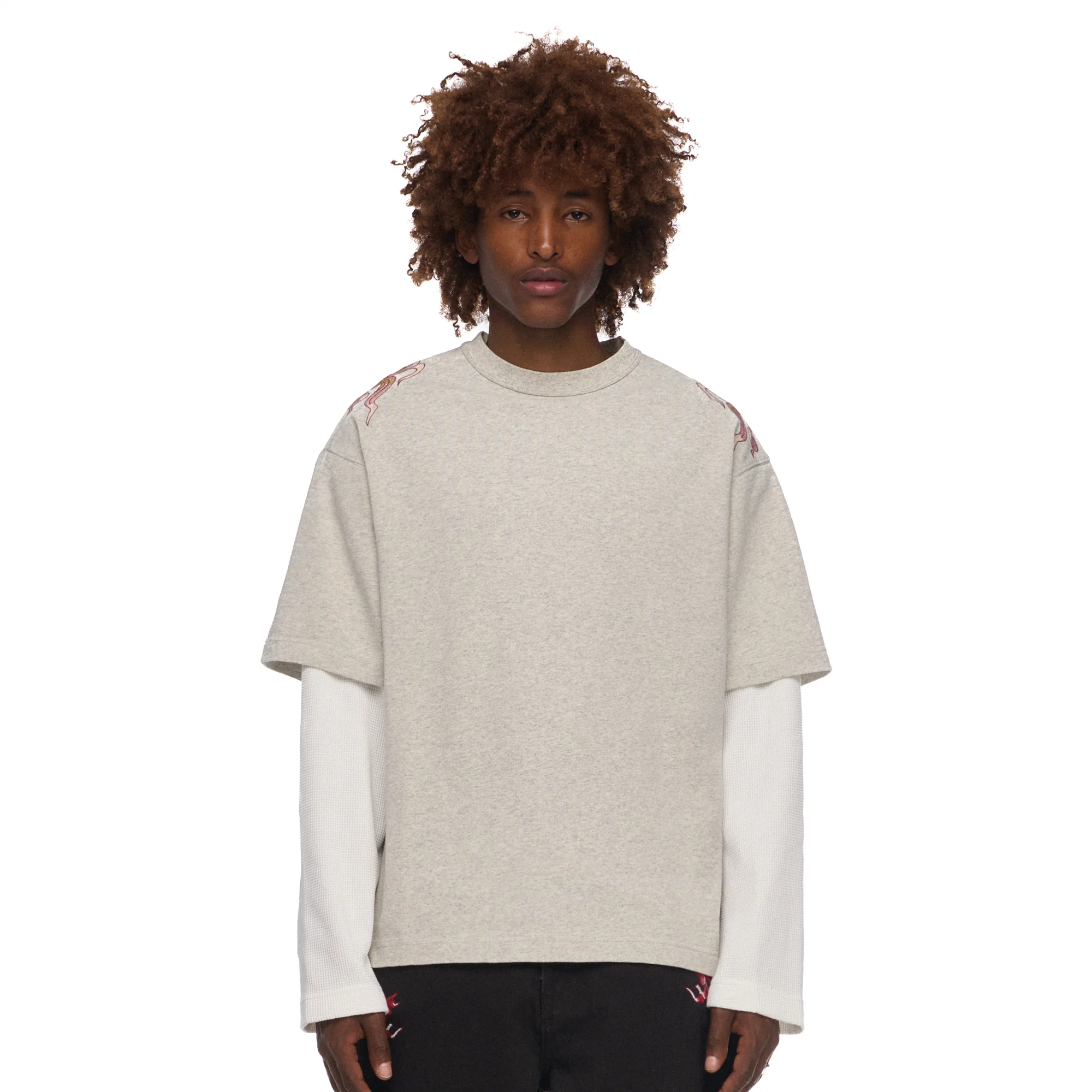 "lotus v2" layered Longsleeve grey melange - Image 7