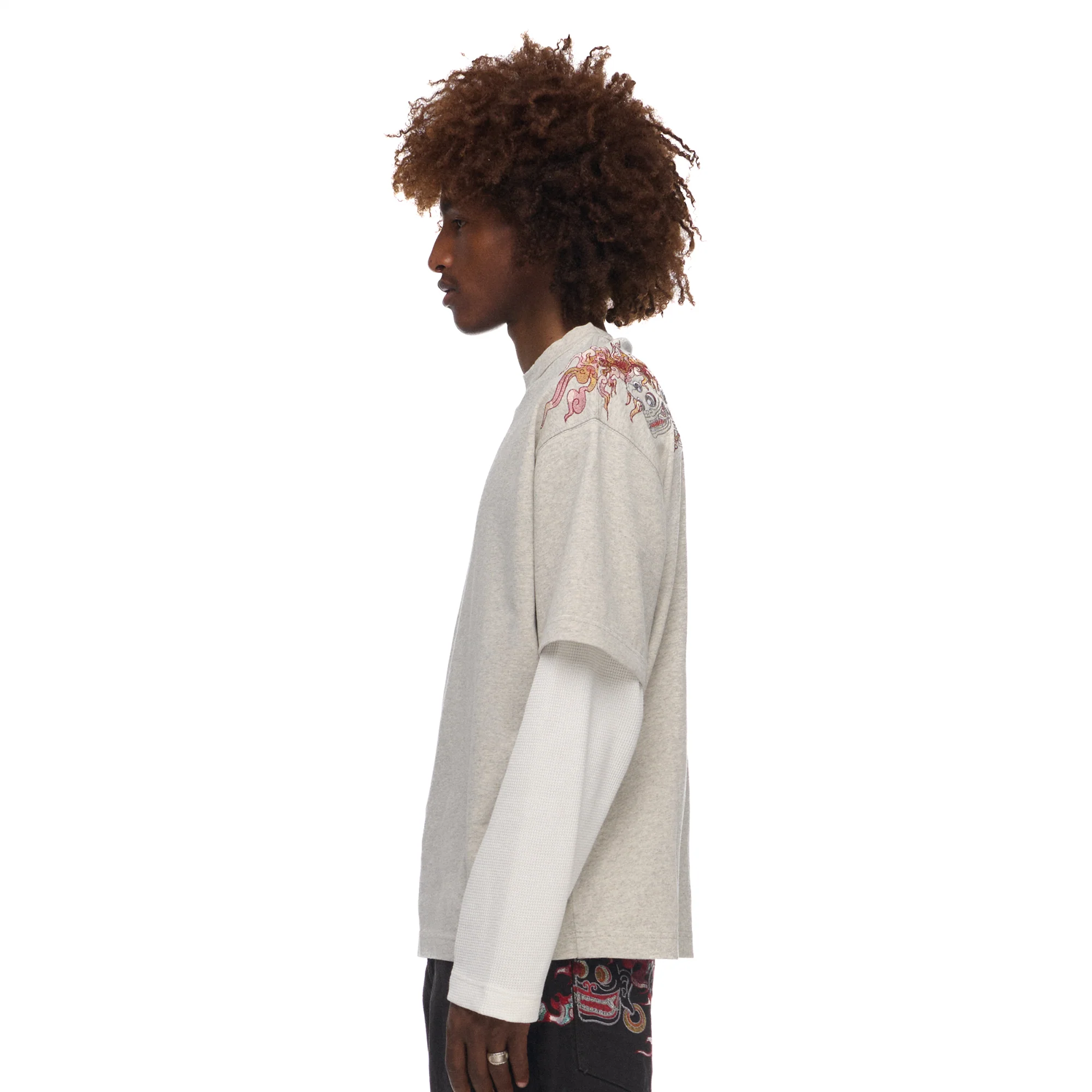 "lotus v2" layered Longsleeve grey melange - Image 8