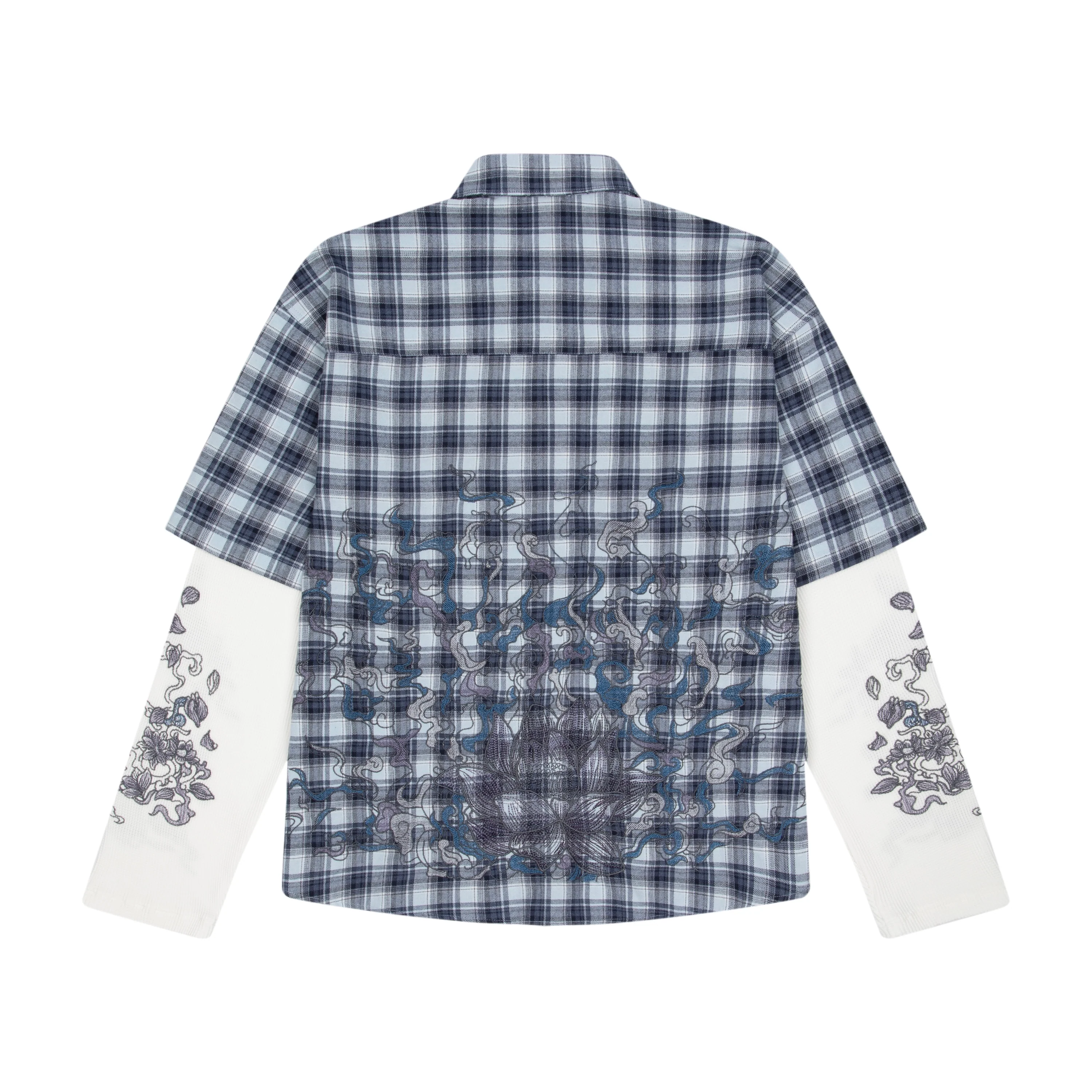 "lotus v2" layered Shirt plaid blue