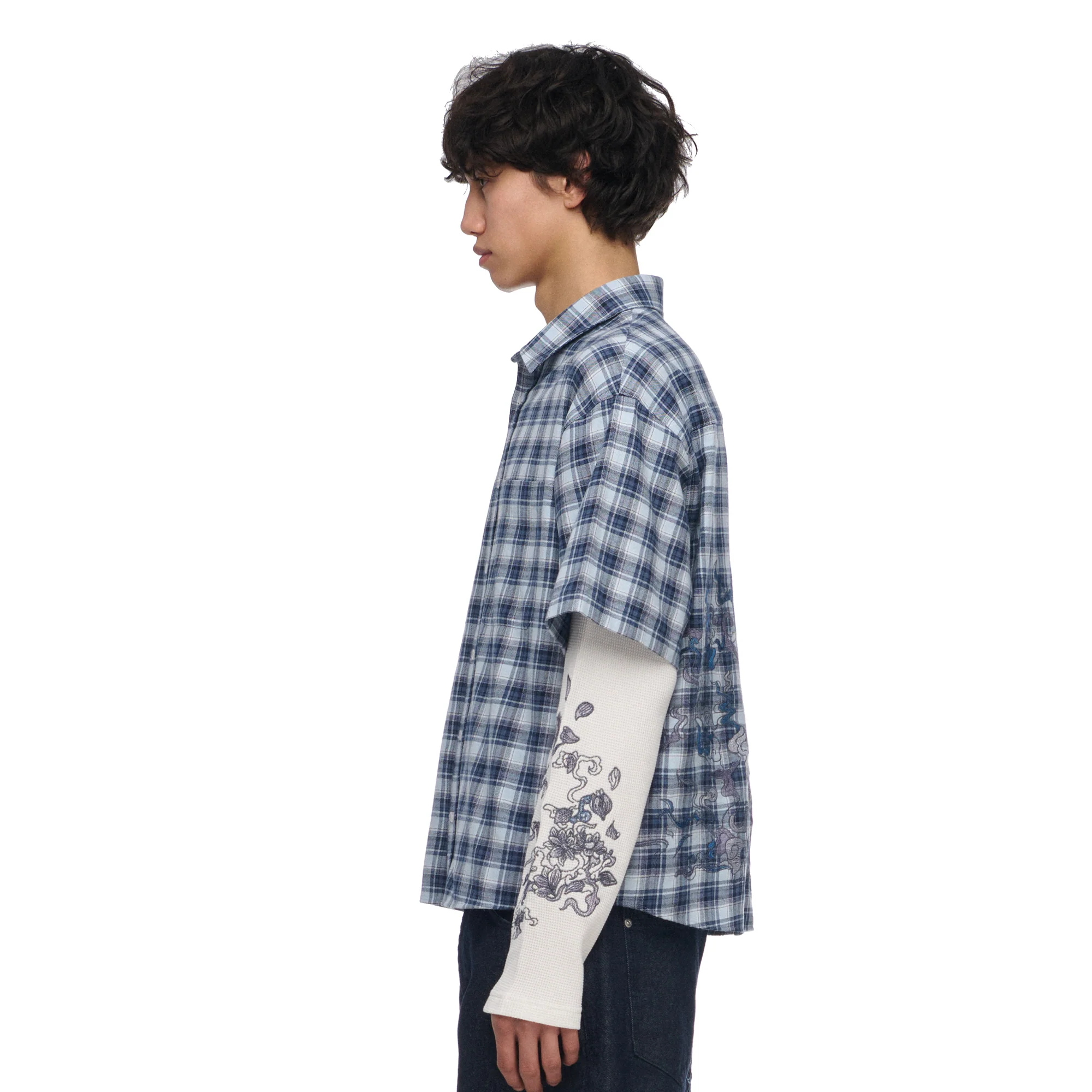 "lotus v2" layered Shirt plaid blue - Image 11