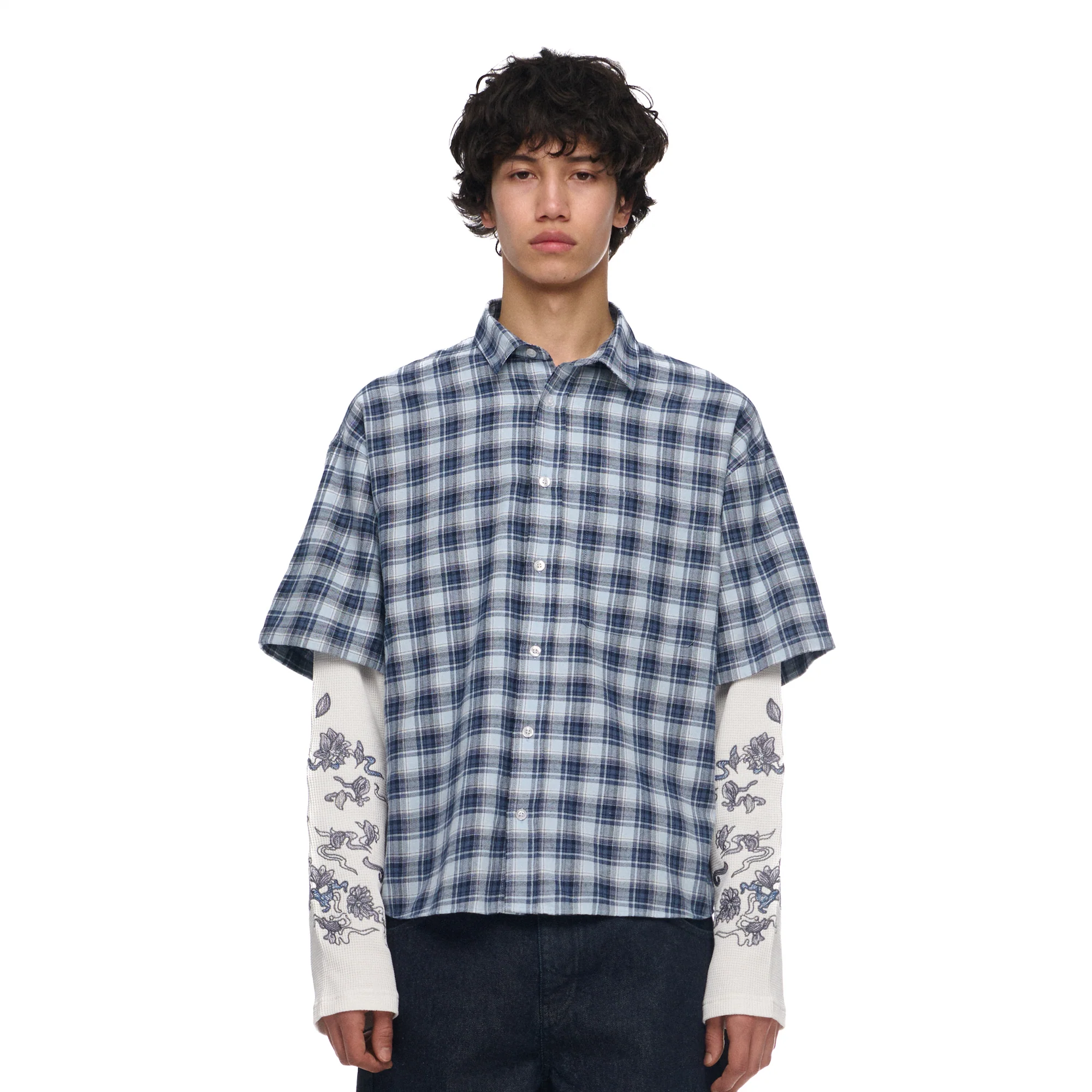 "lotus v2" layered Shirt plaid blue - Image 8