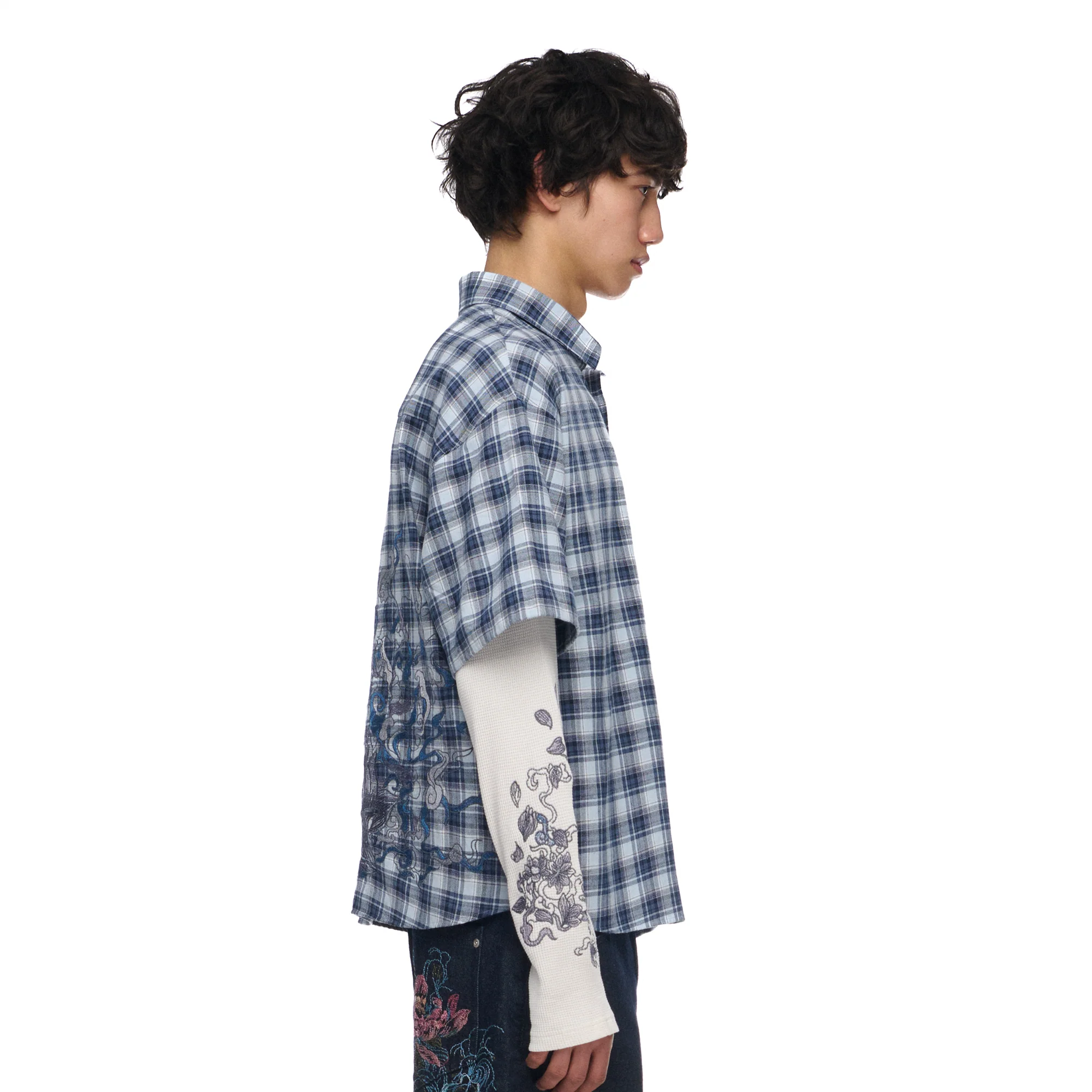 "lotus v2" layered Shirt plaid blue - Image 9