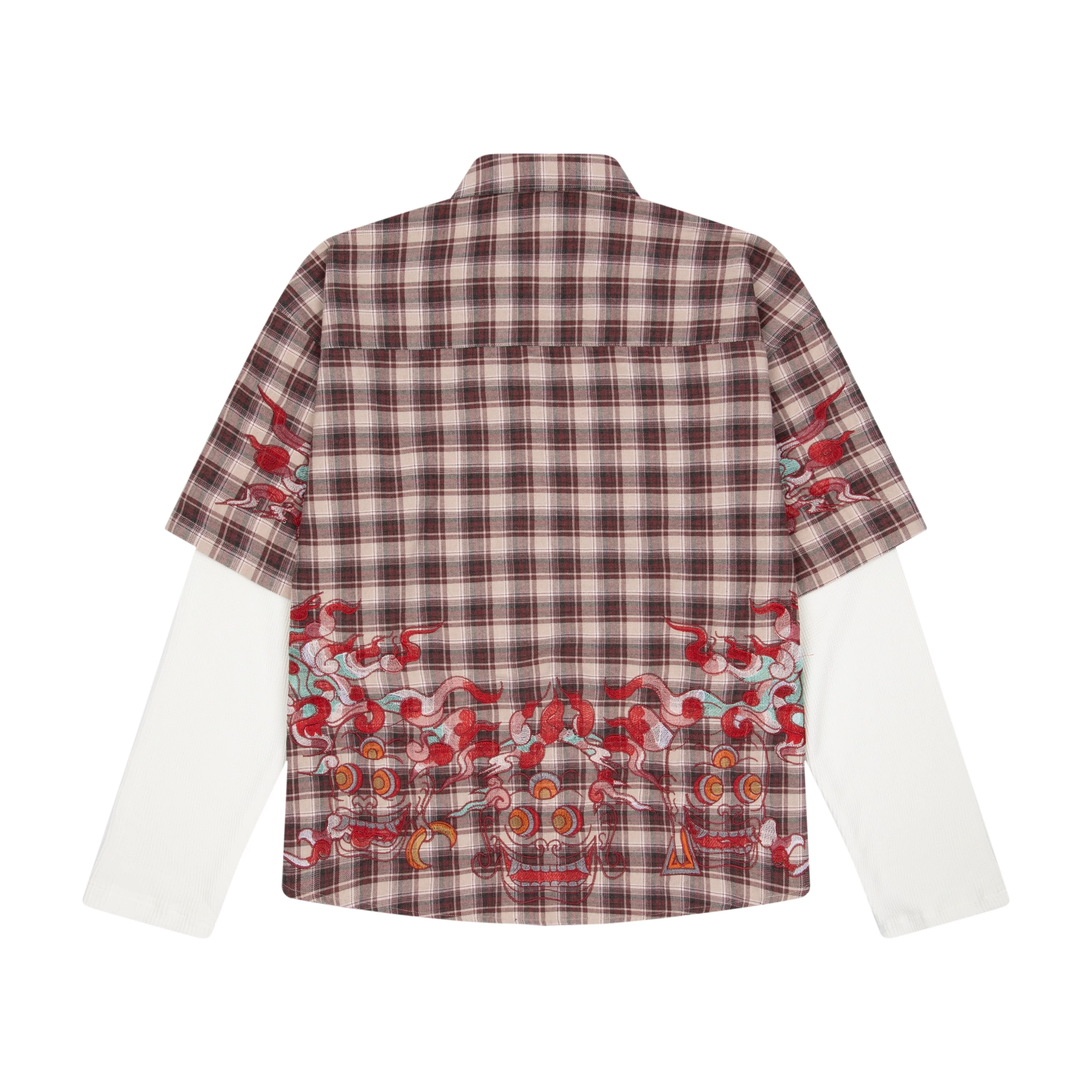 "lotus v2" layered Shirt plaid brown