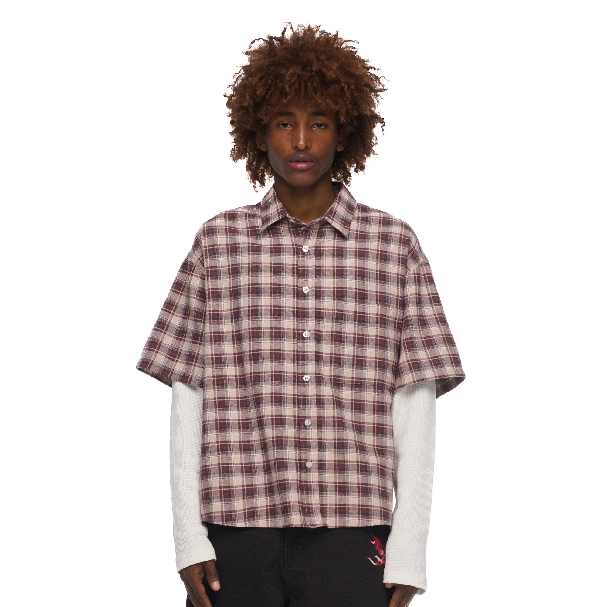 "lotus v2" layered Shirt plaid brown - Image 8