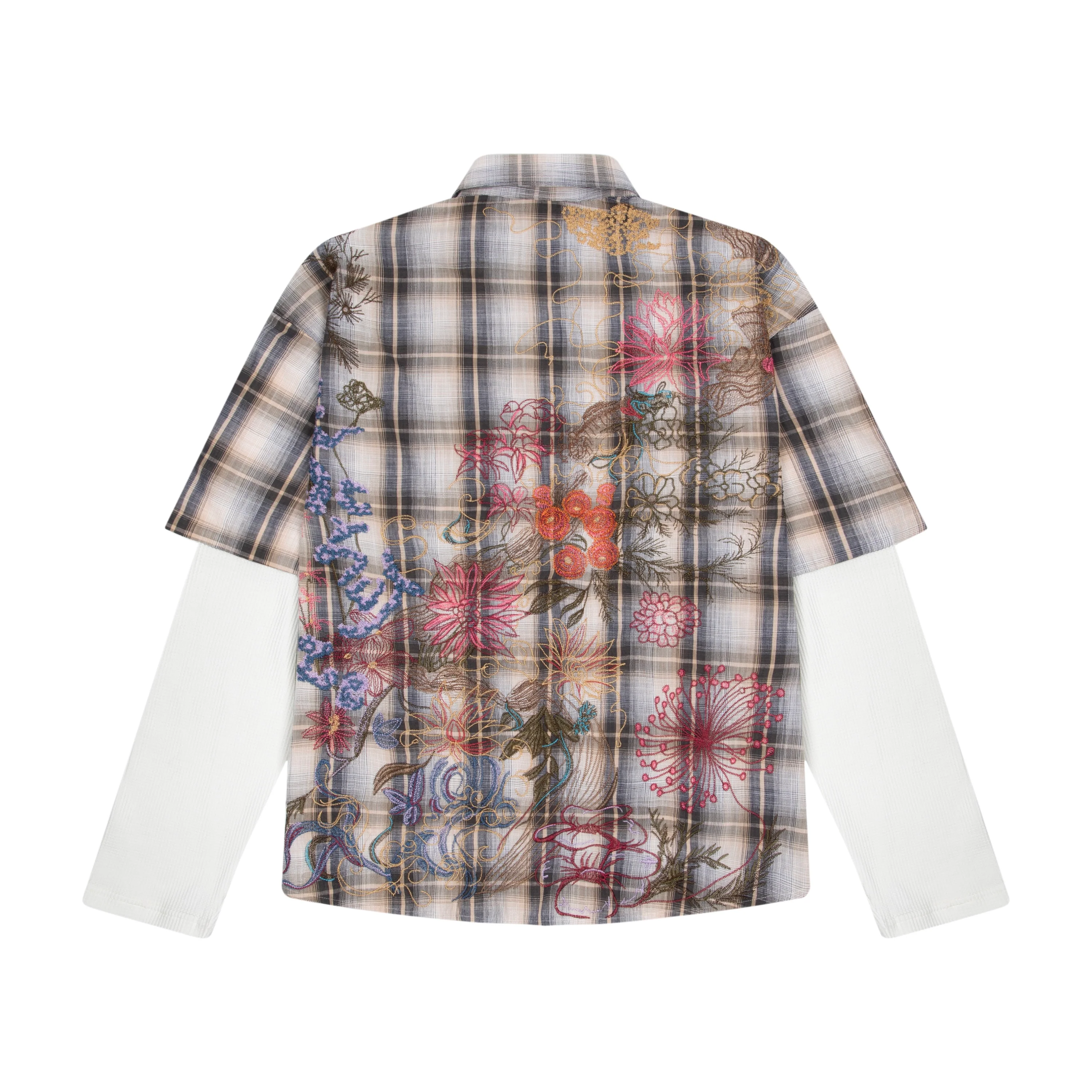 "lotus v2" layered Shirt plaid cream
