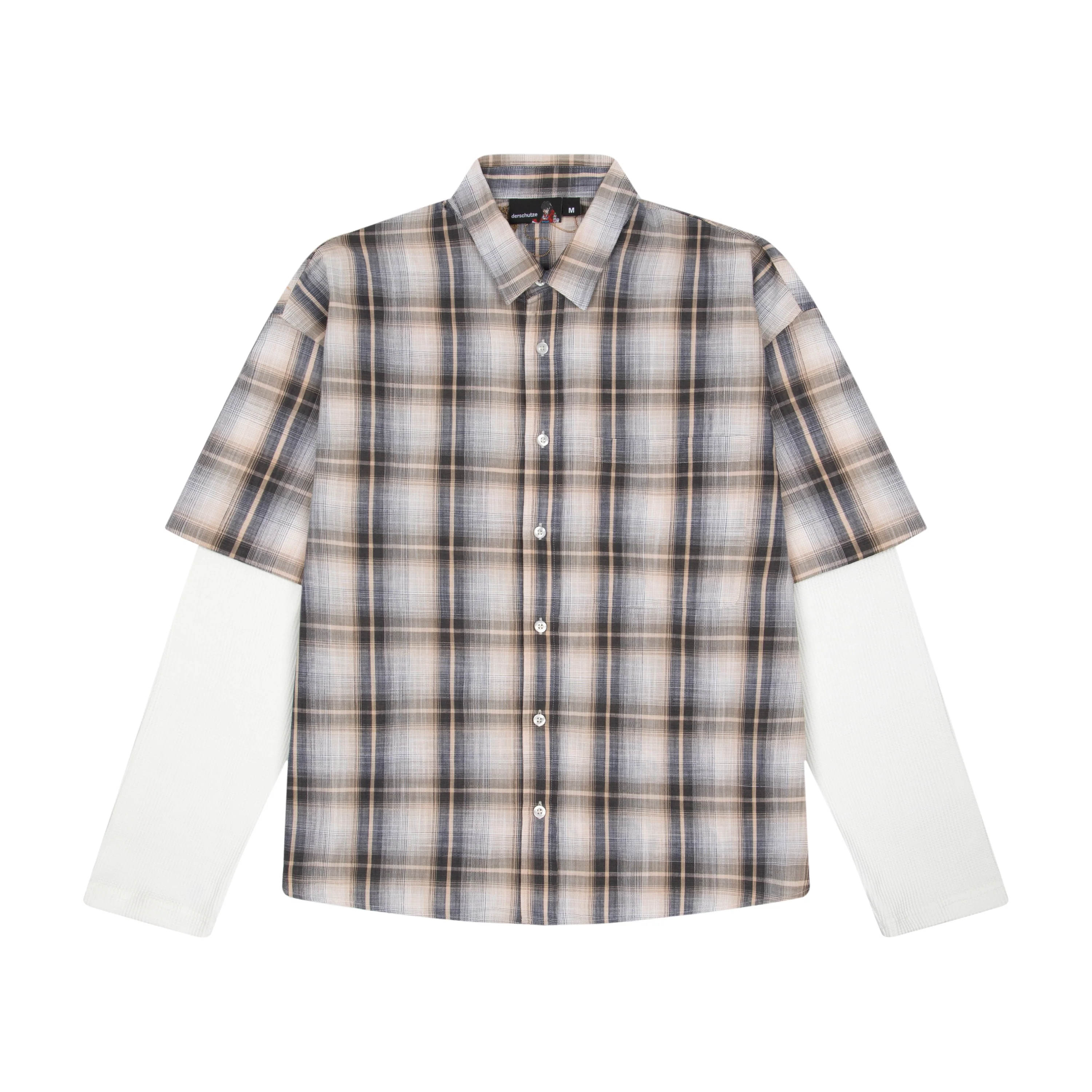 "lotus v2" layered Shirt plaid cream - Image 2