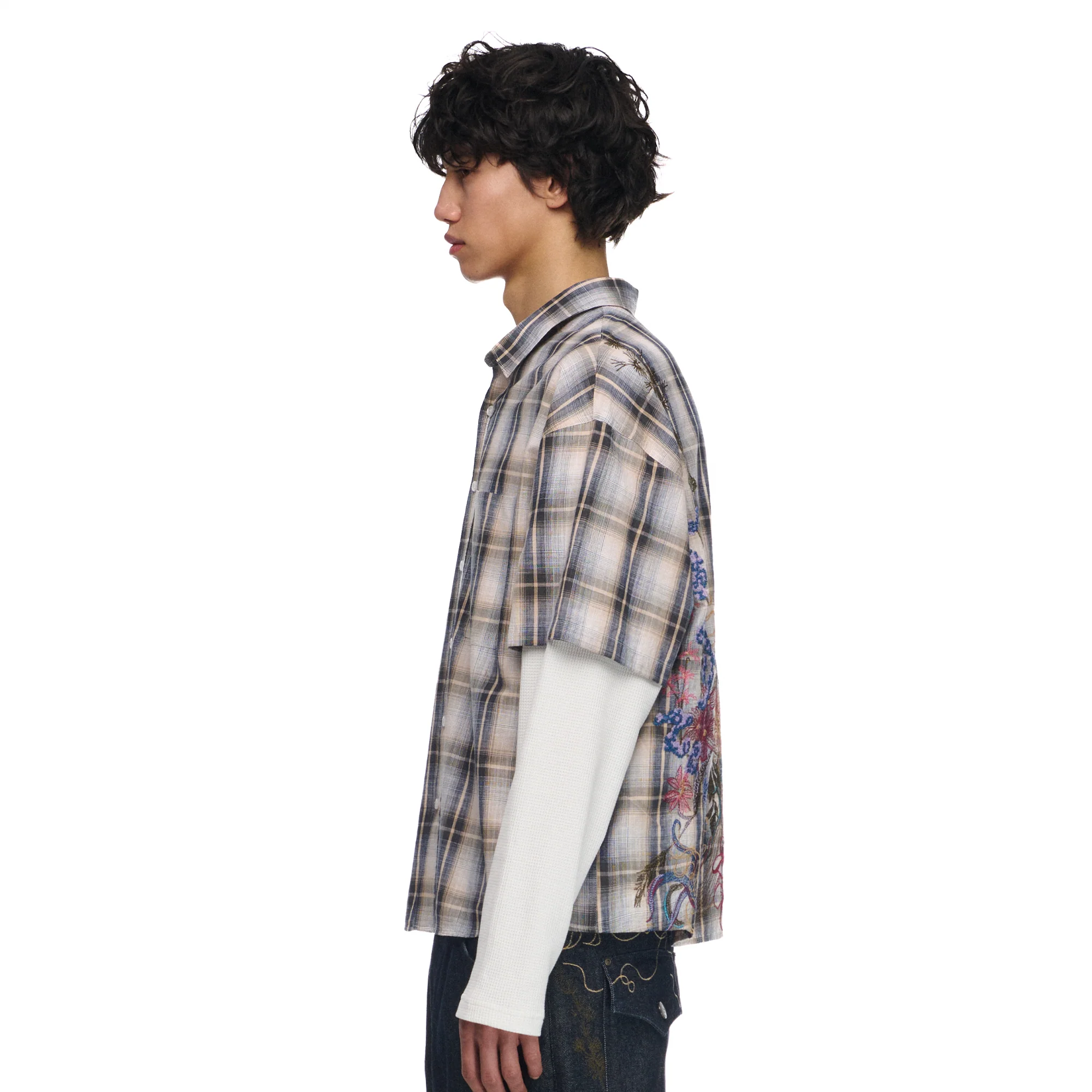 "lotus v2" layered Shirt plaid cream - Image 8