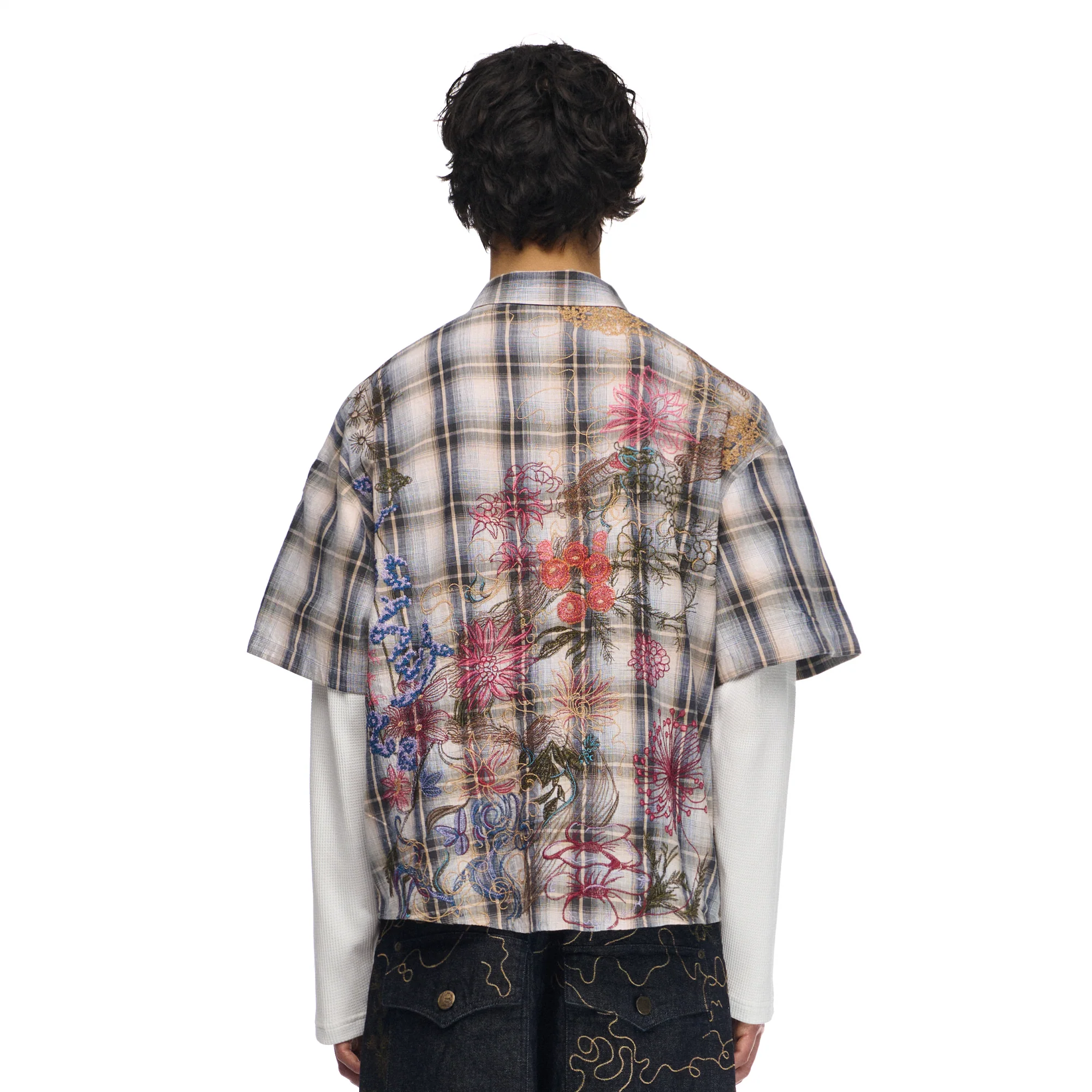 "lotus v2" layered Shirt plaid cream - Image 9