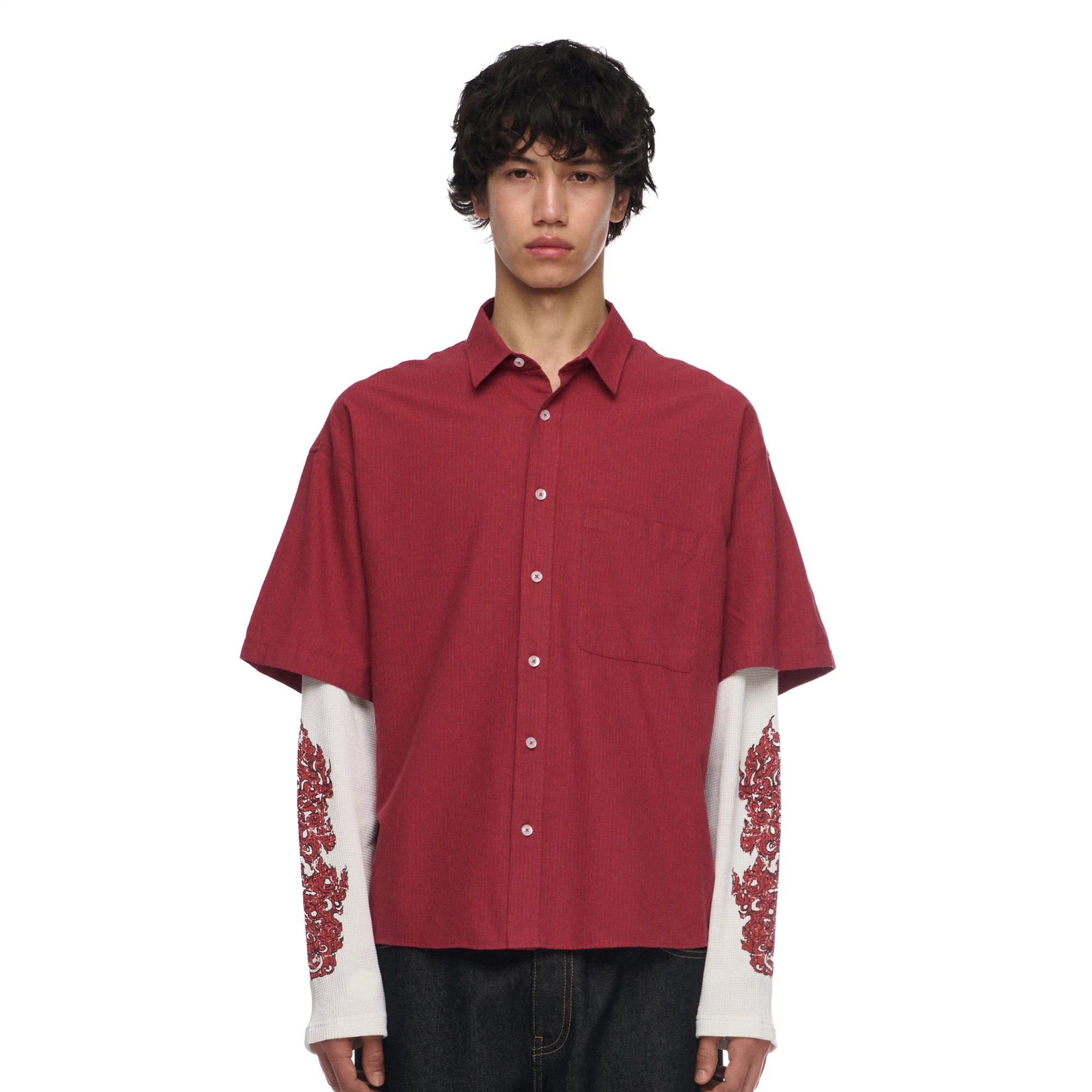 "lotus v2" layered Shirt plaid red - Image 8