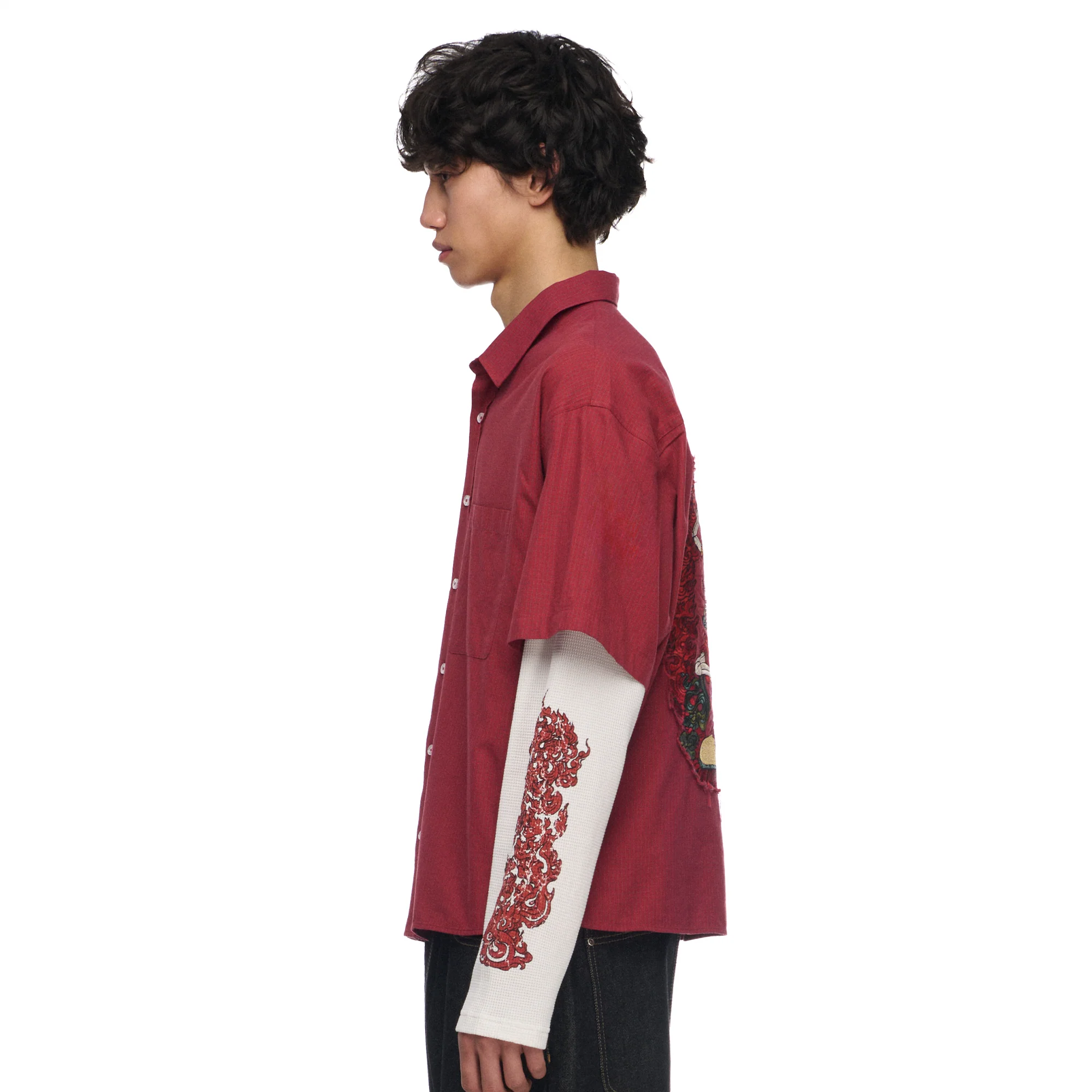 "lotus v2" layered Shirt plaid red - Image 9