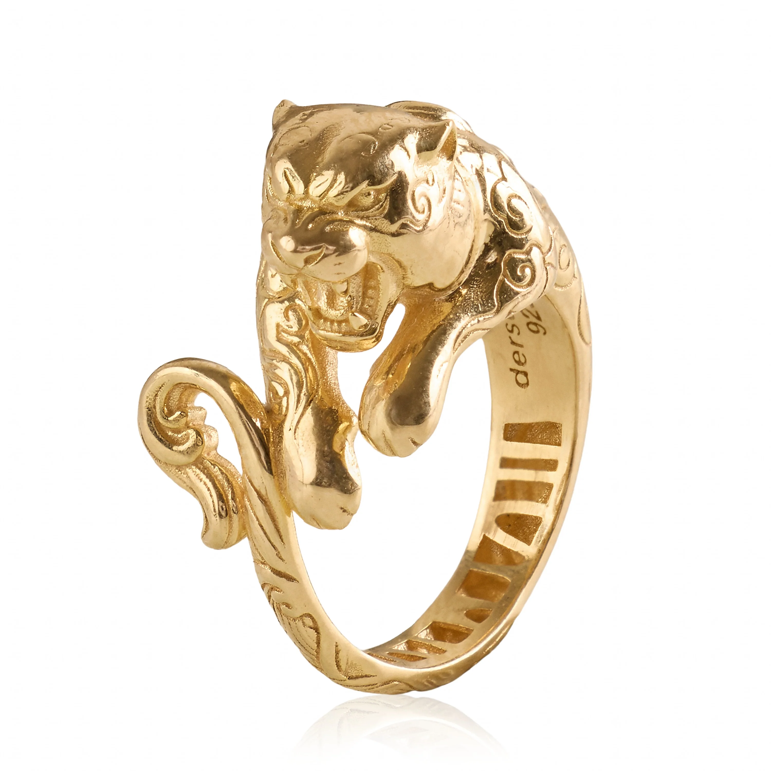"lotus v2" tiger ring gold-plated