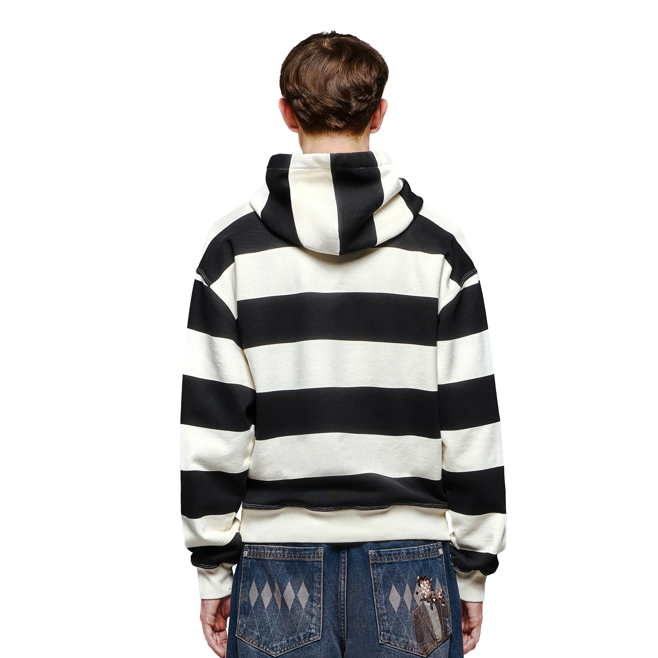 "on air" ecru-navy striped Hoodie - Image 7