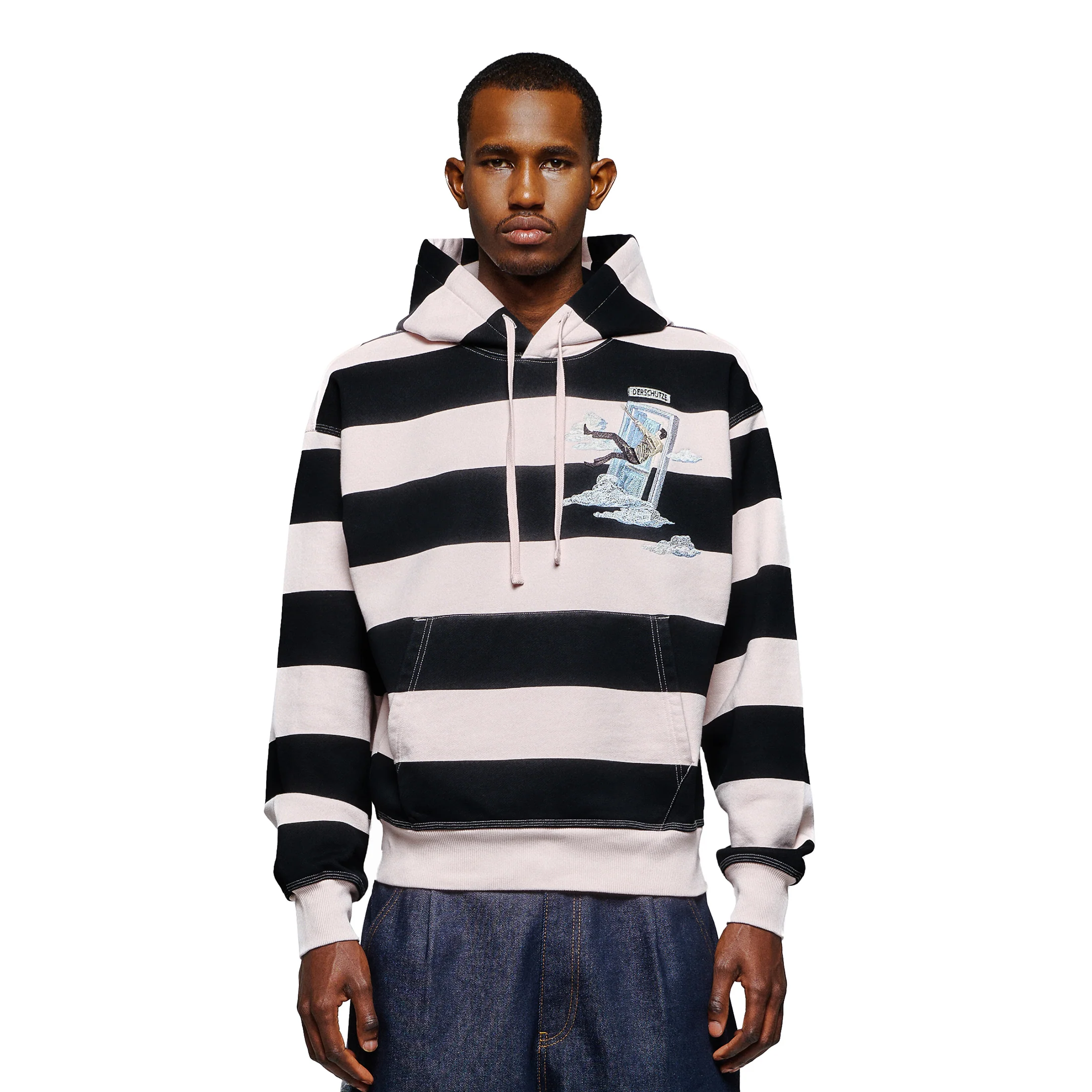 "on air" pink-purple striped Hoodie - Image 6