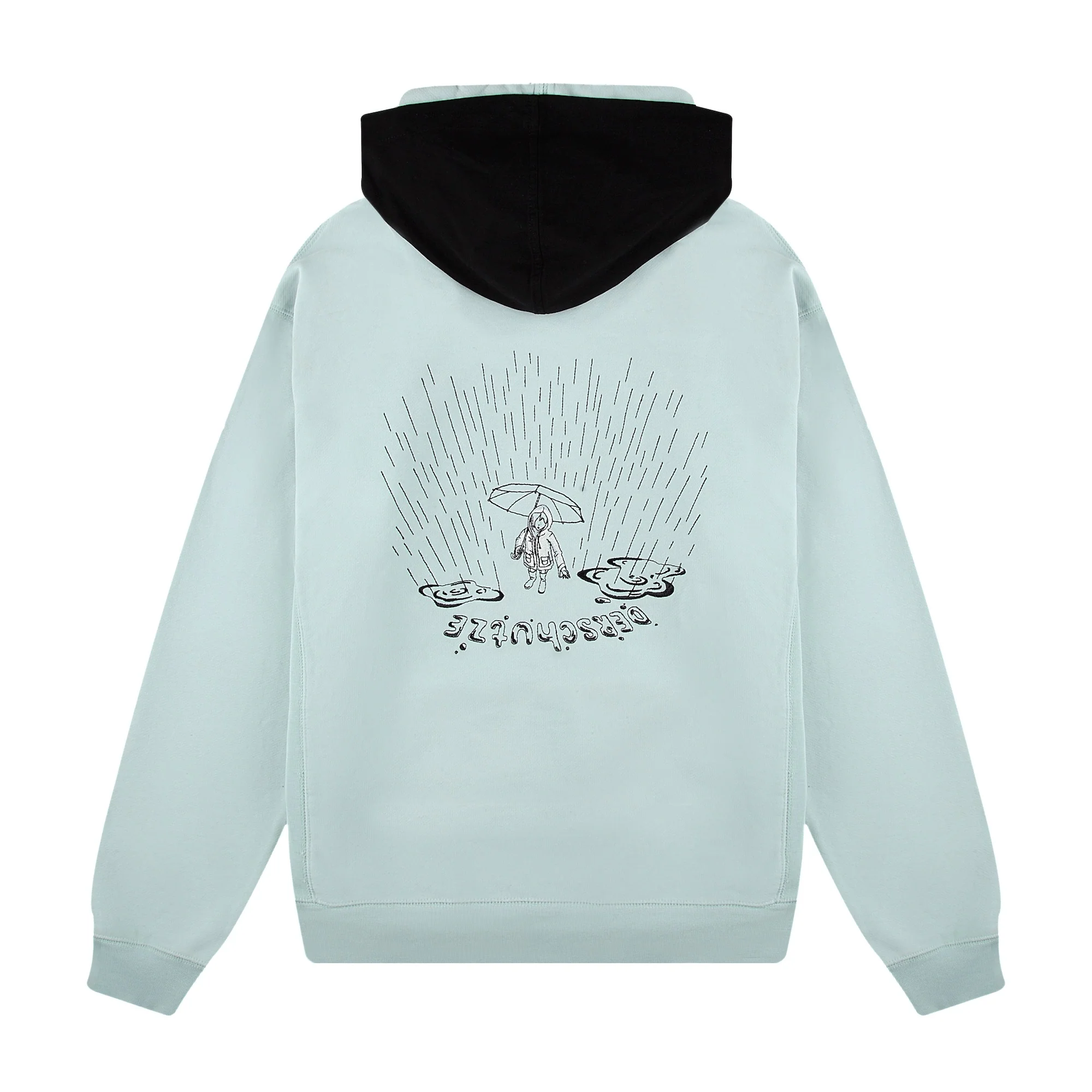 "rainy day" Hoodie washed baby blue - Image 2