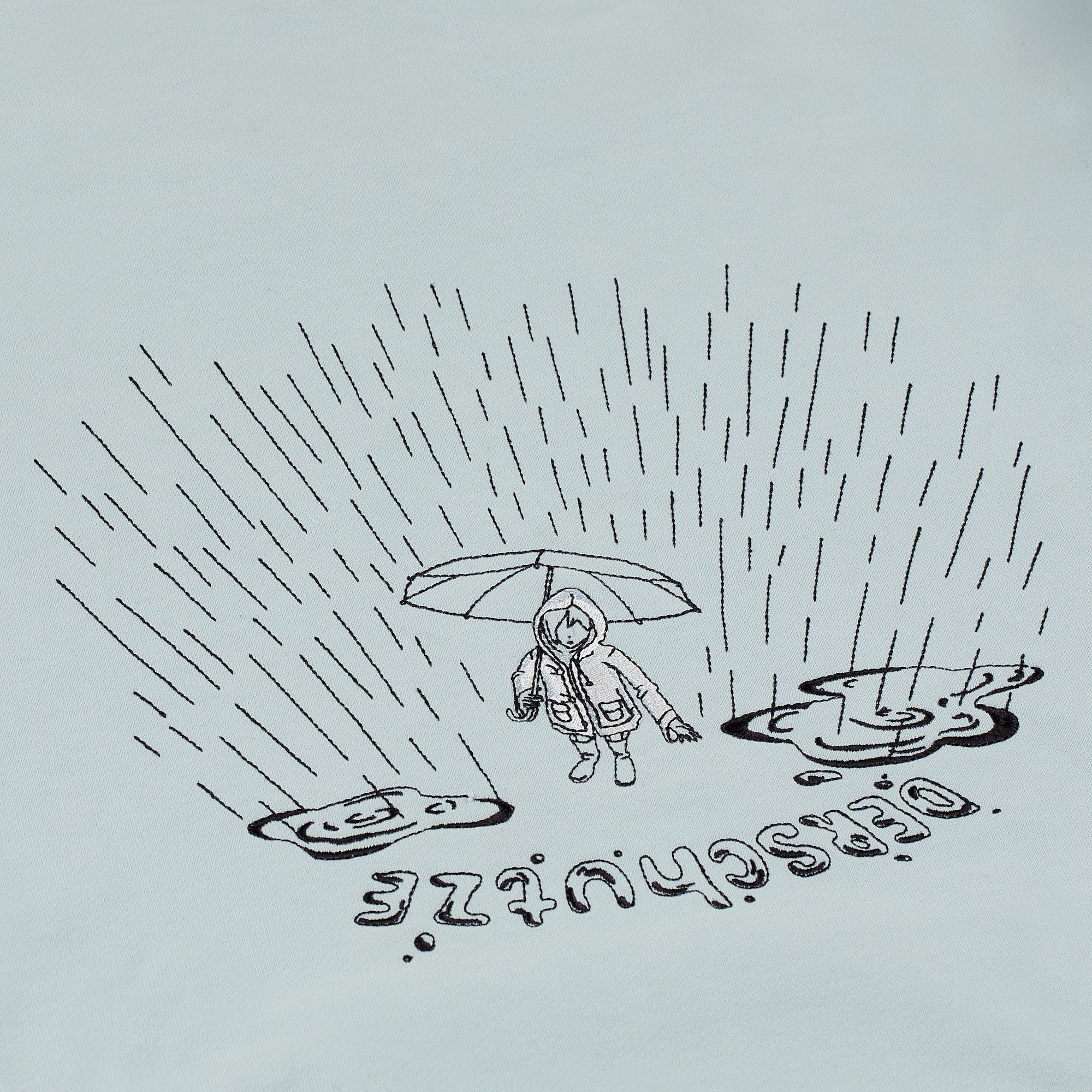 "rainy day" Hoodie washed baby blue - Image 7