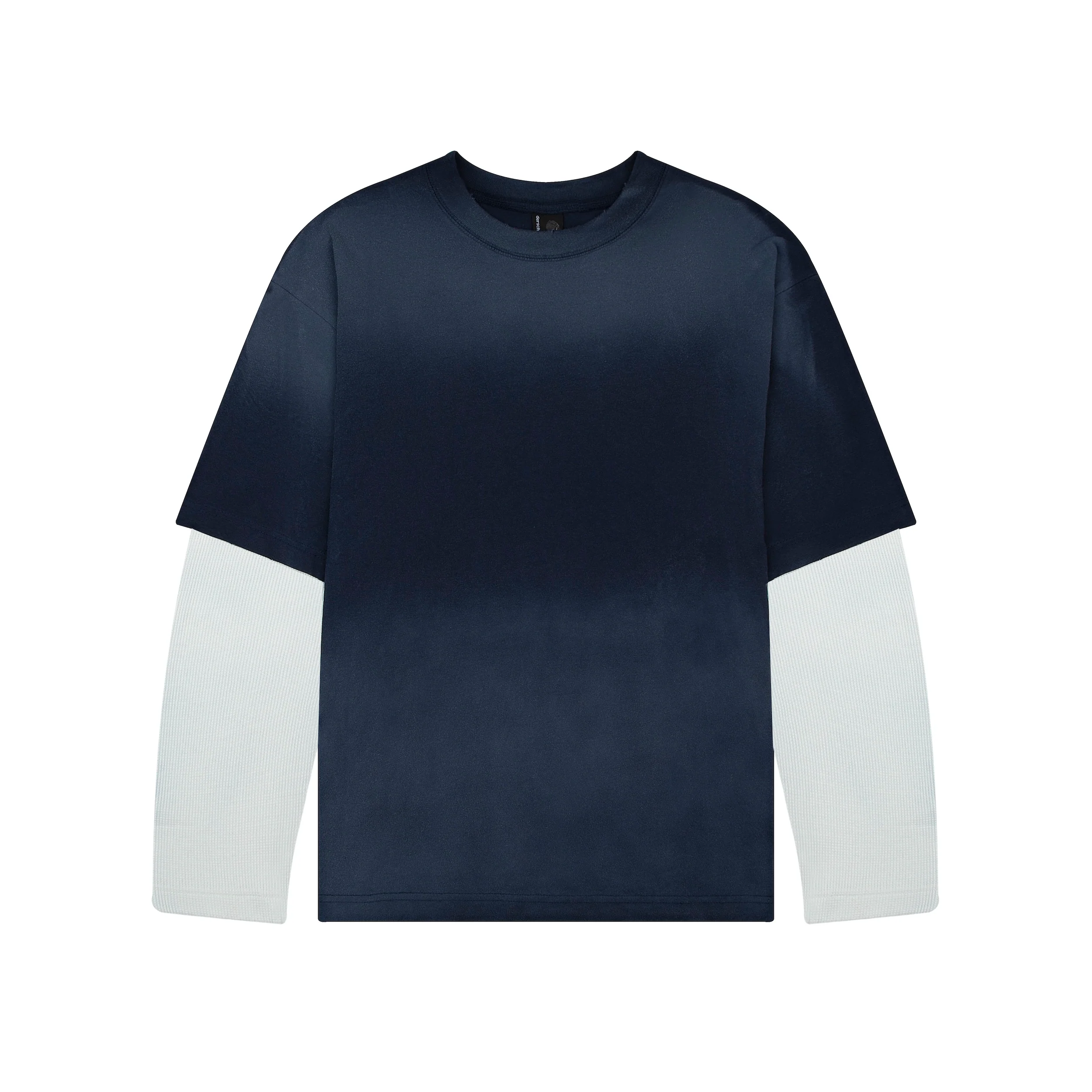 "sashiko" layered long sleeve navy - Image 2