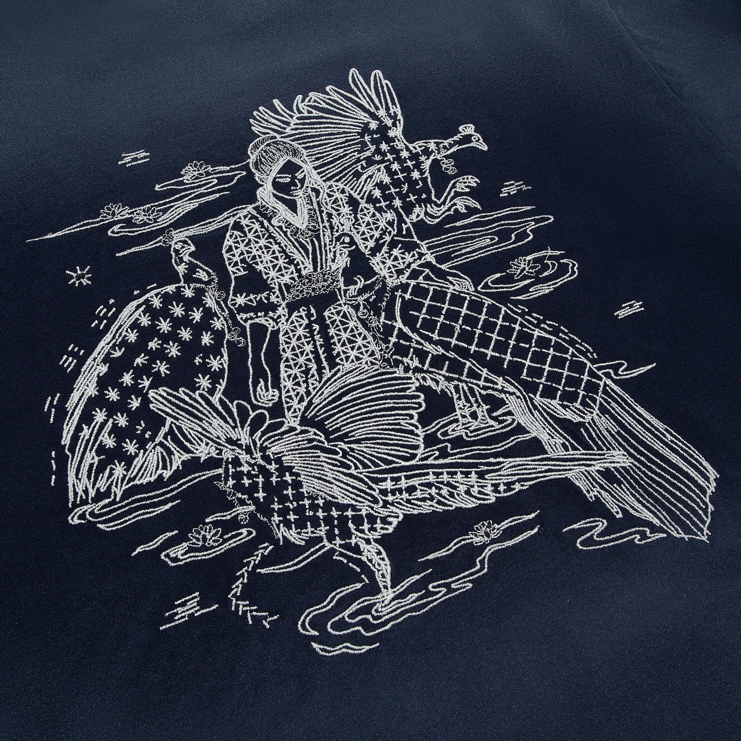 "sashiko" layered long sleeve navy - Image 3