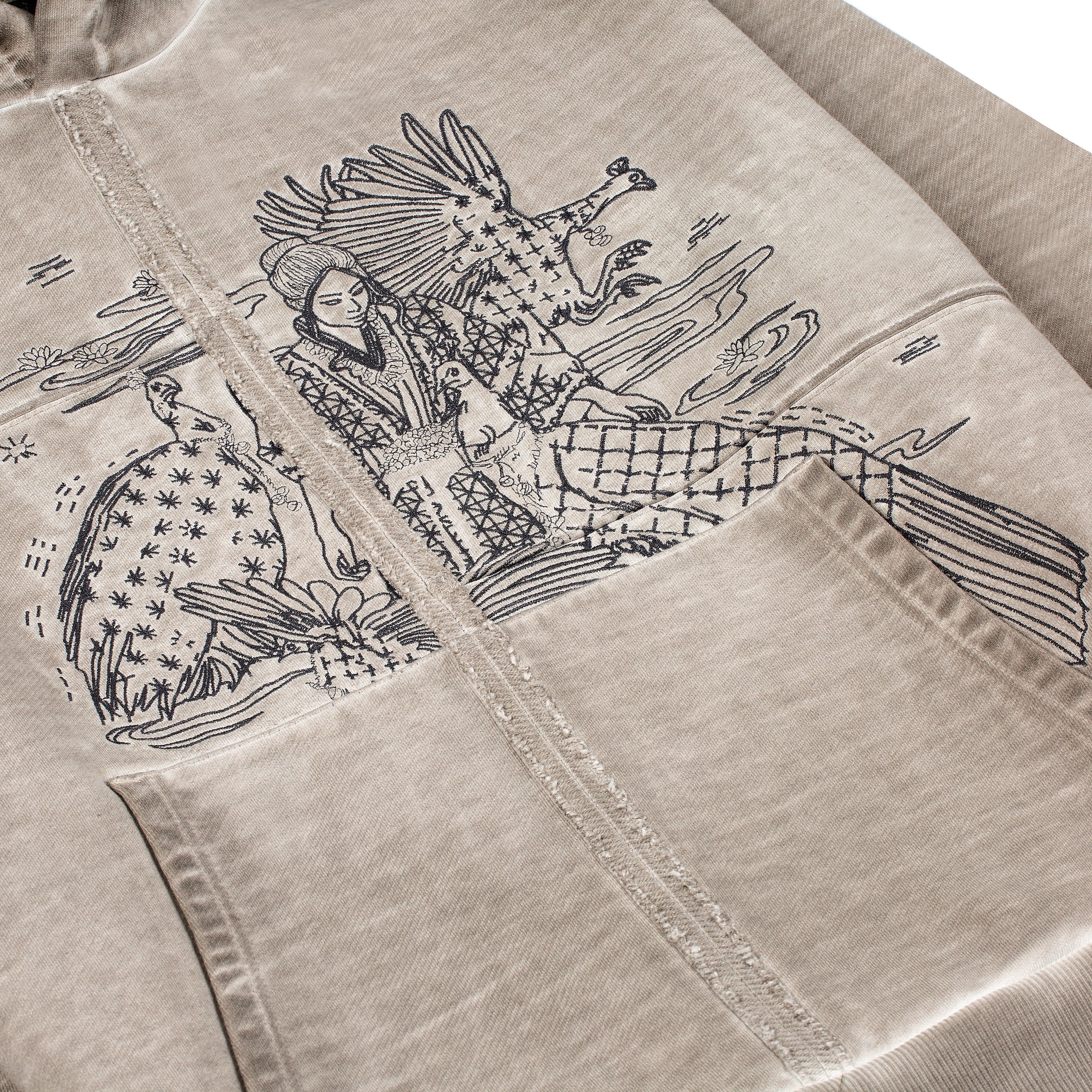 "sashiko v2" Hoodie light grey - Image 4