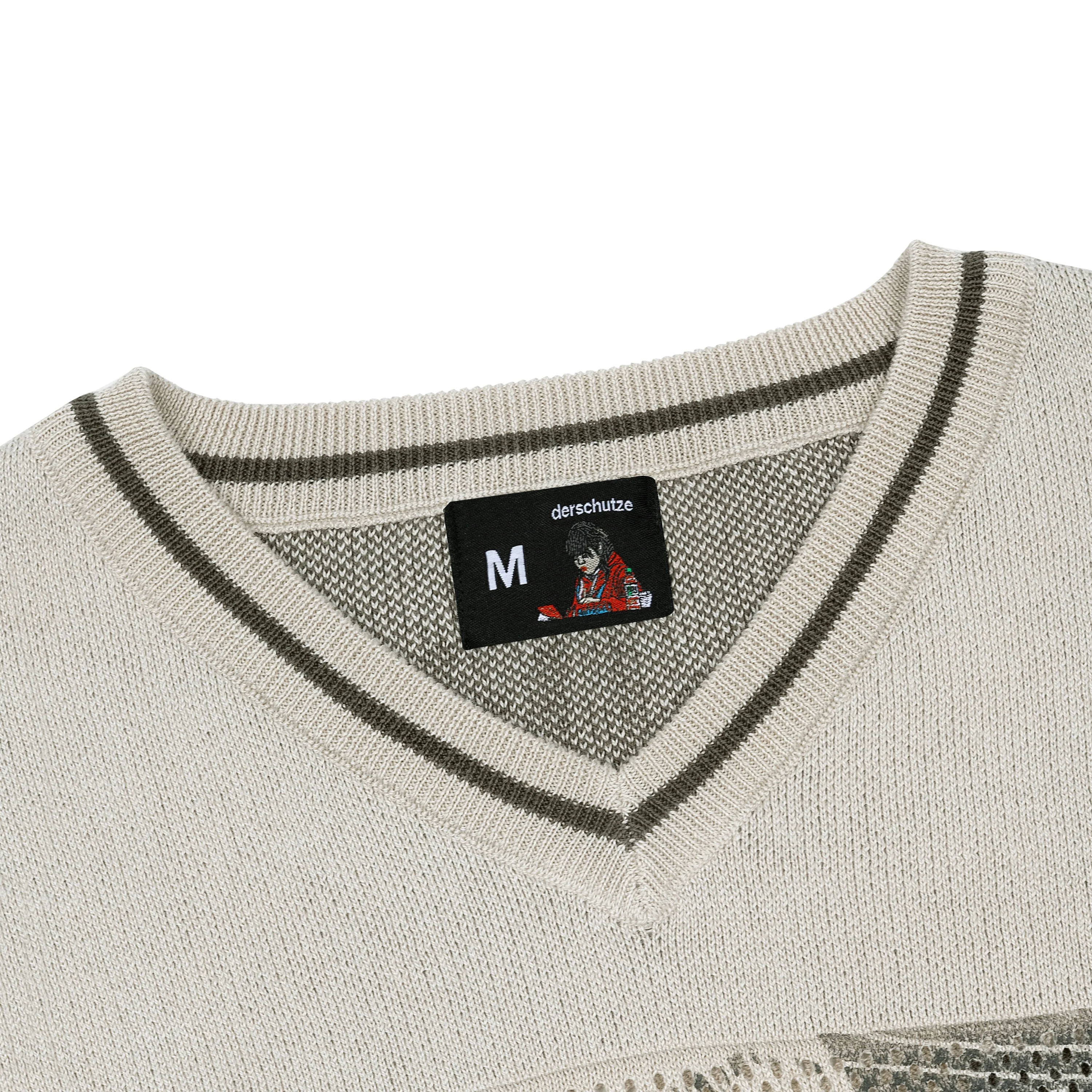 "sashiko v2" knit jersey beige - Image 4