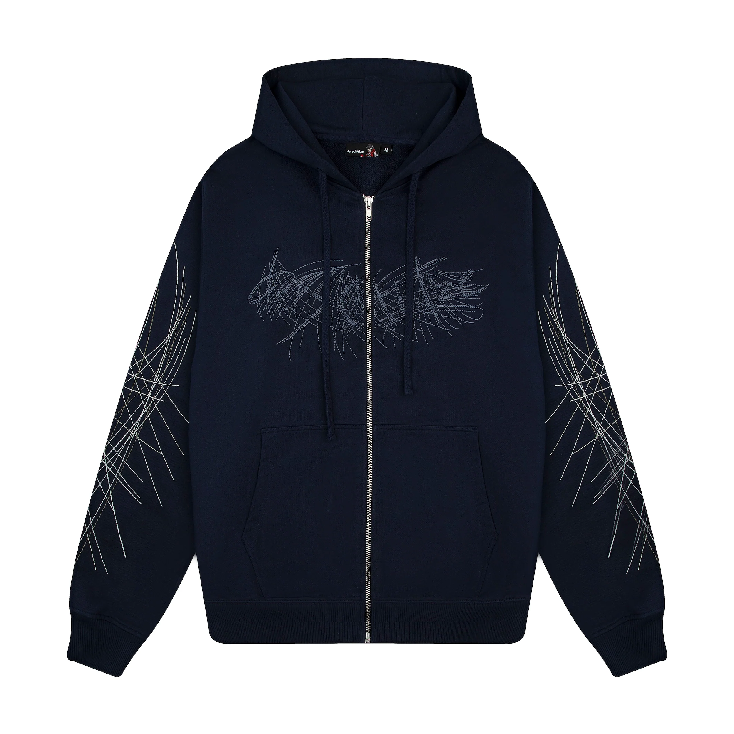 "sashiko" Zip Up navy