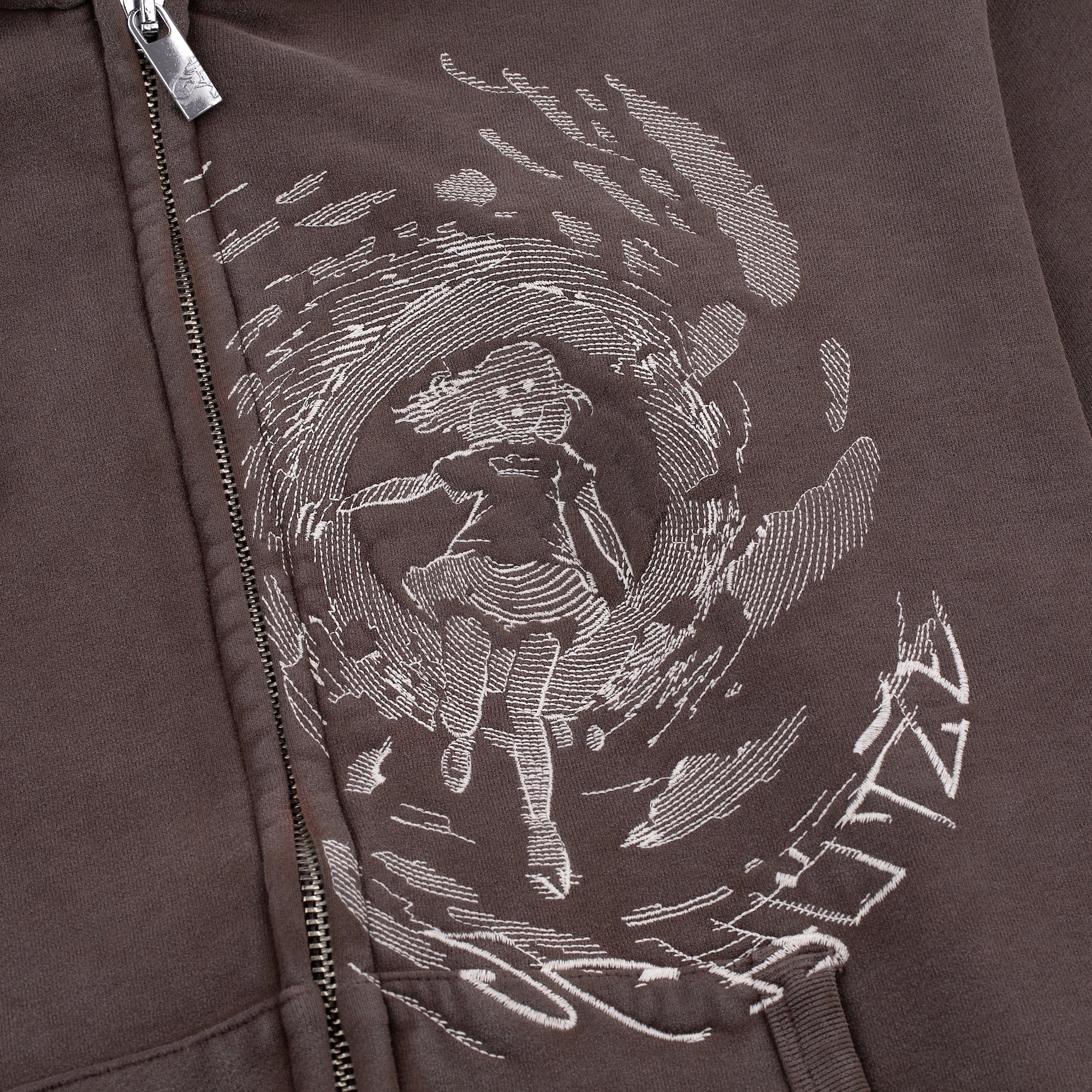 "shattered" Zip Up washed brown - Image 5