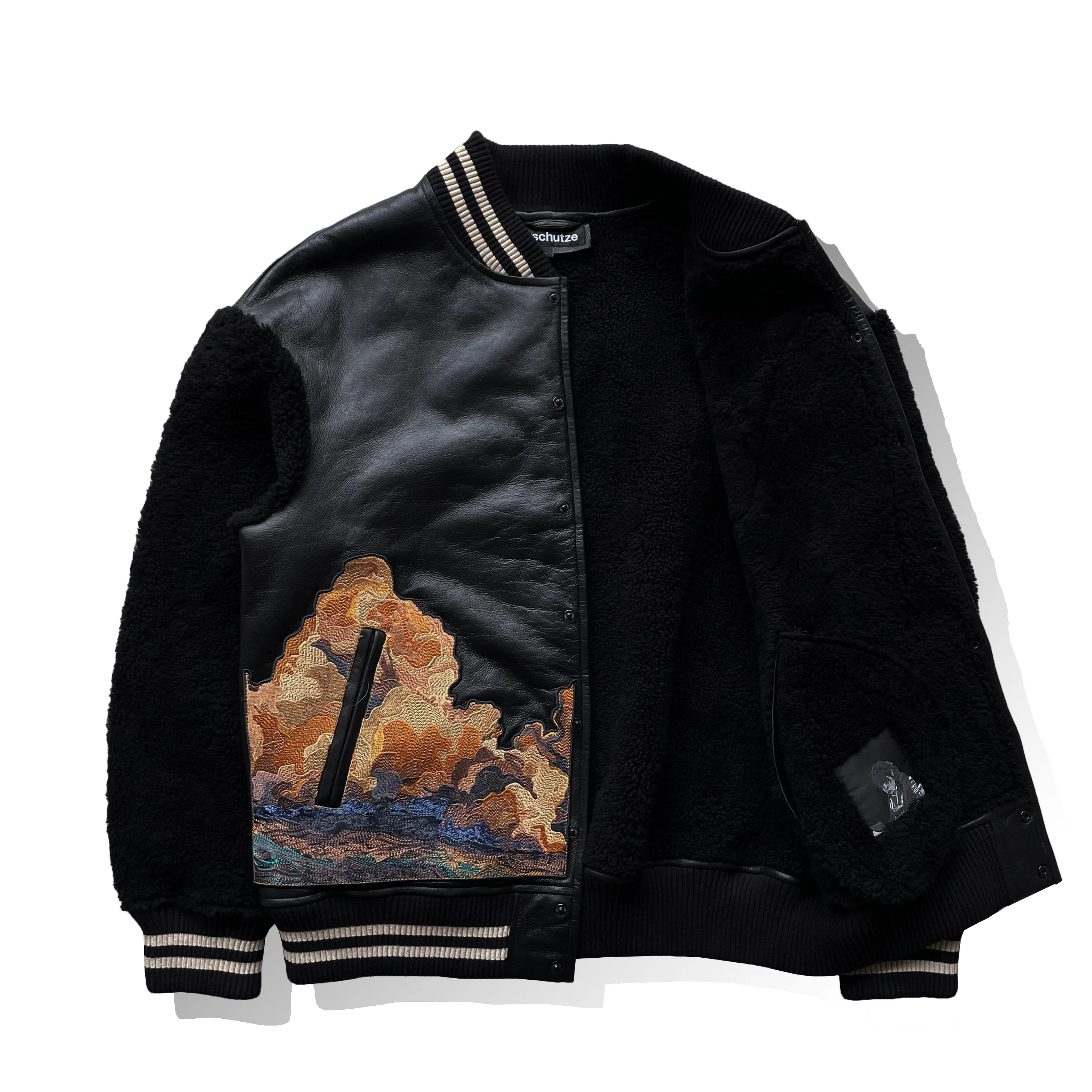 "whales" shearling leather varsity preorder - Image 2