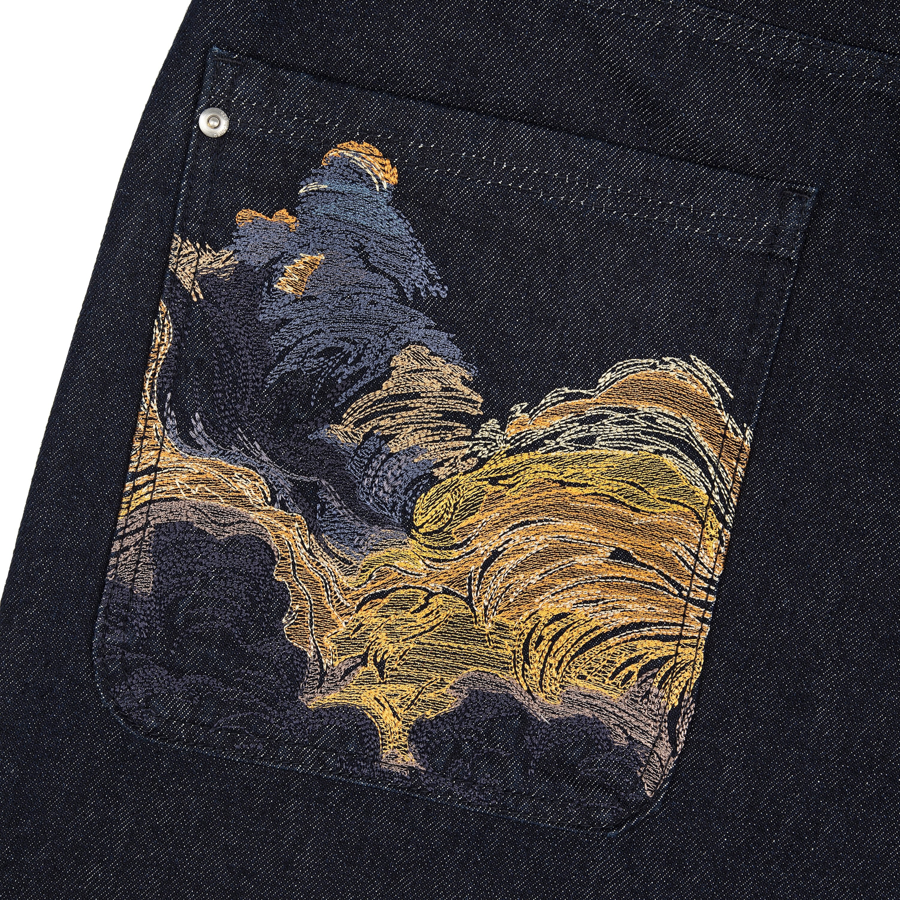 "whales v2" Jorts dark indigo - Image 5