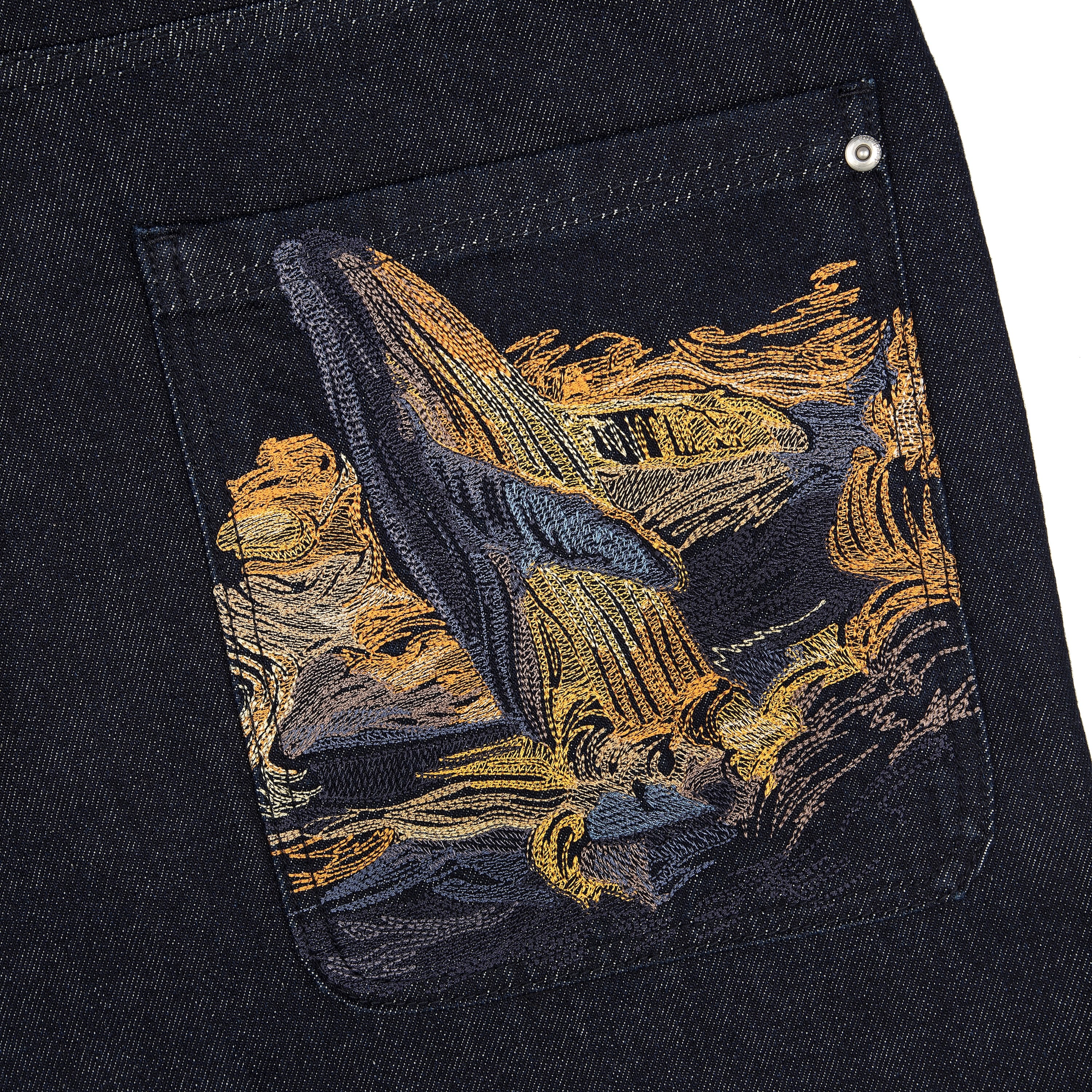 "whales v2" Jorts dark indigo - Image 6