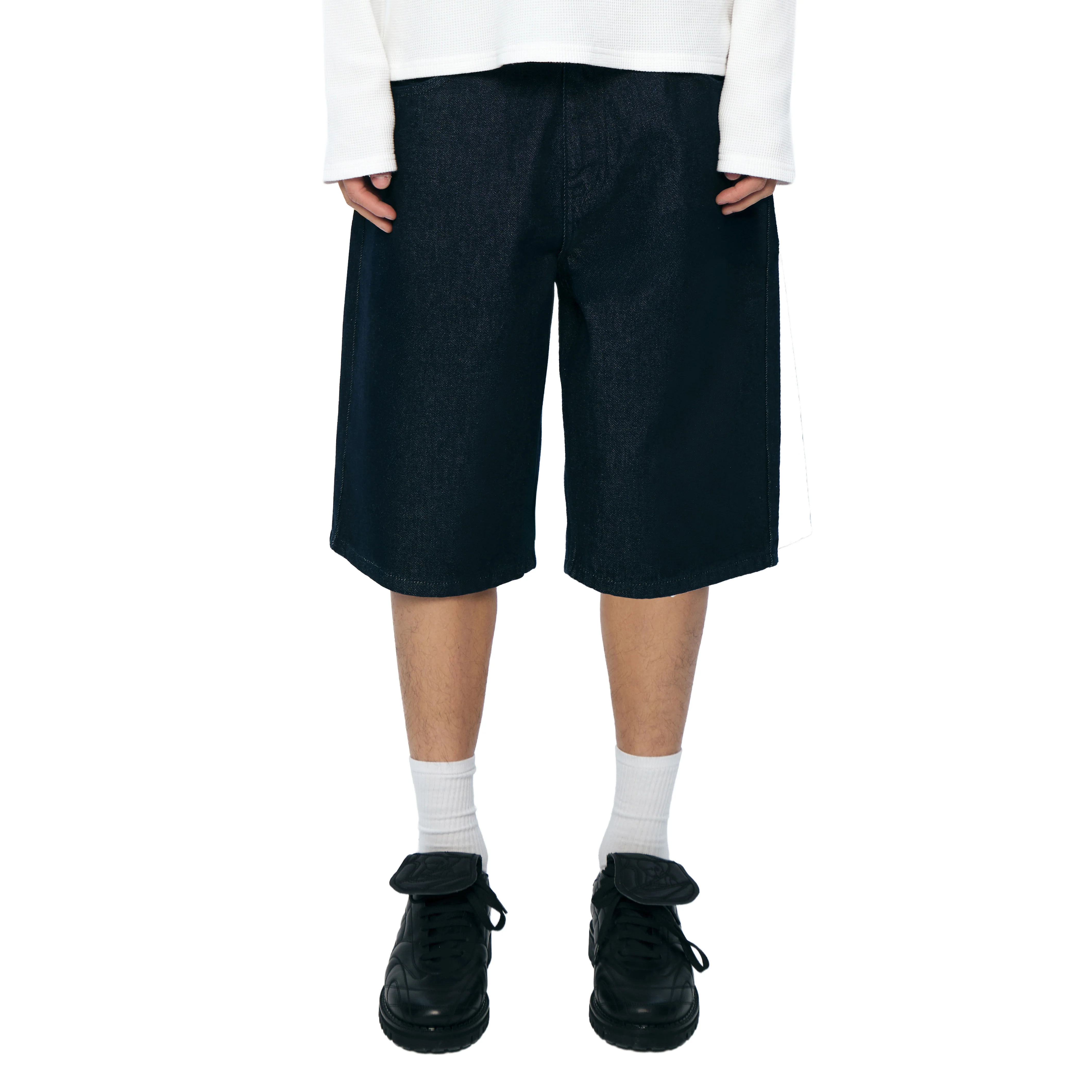 "whales v2" Jorts dark indigo - Image 8