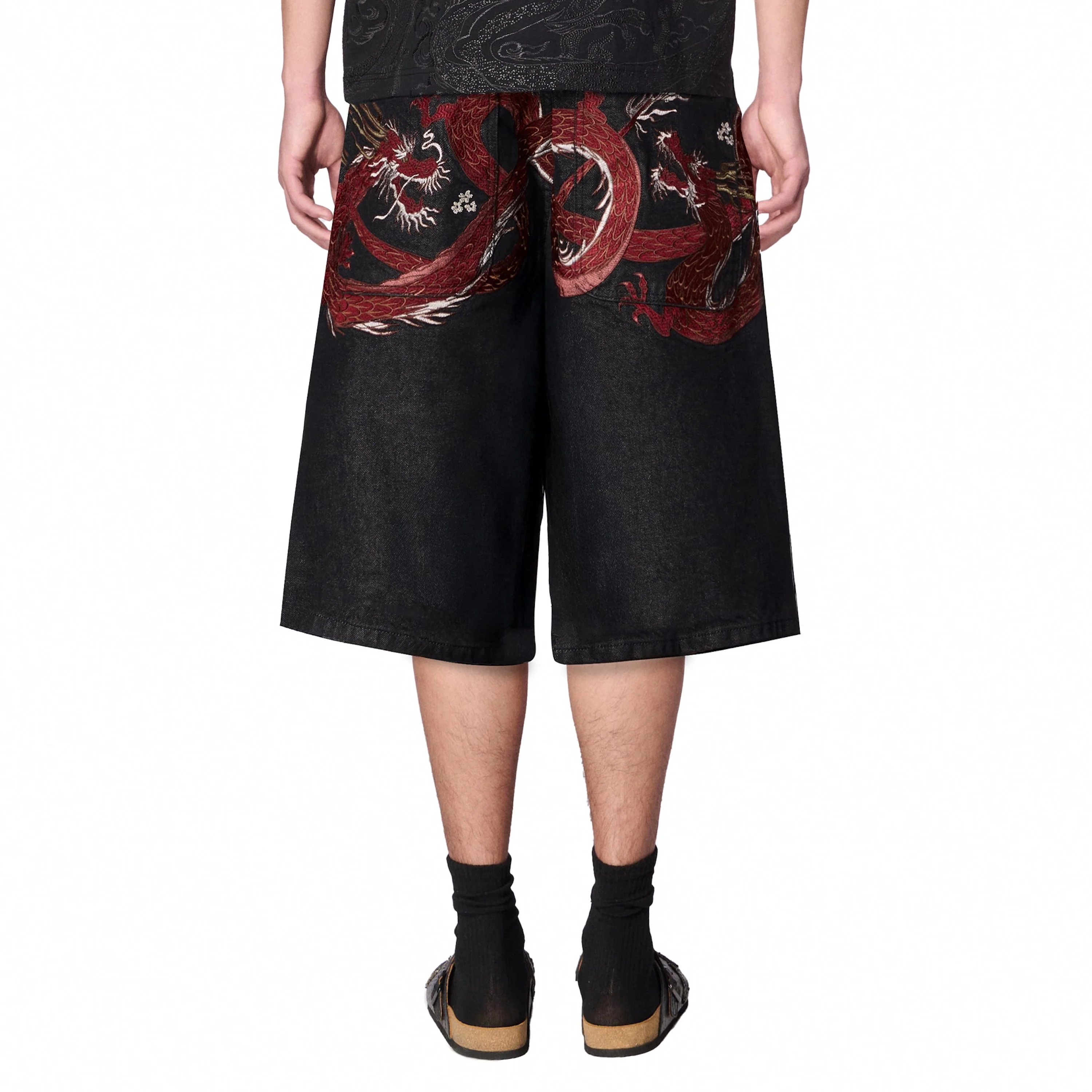 "yakuza" black raw Jorts - Image 10