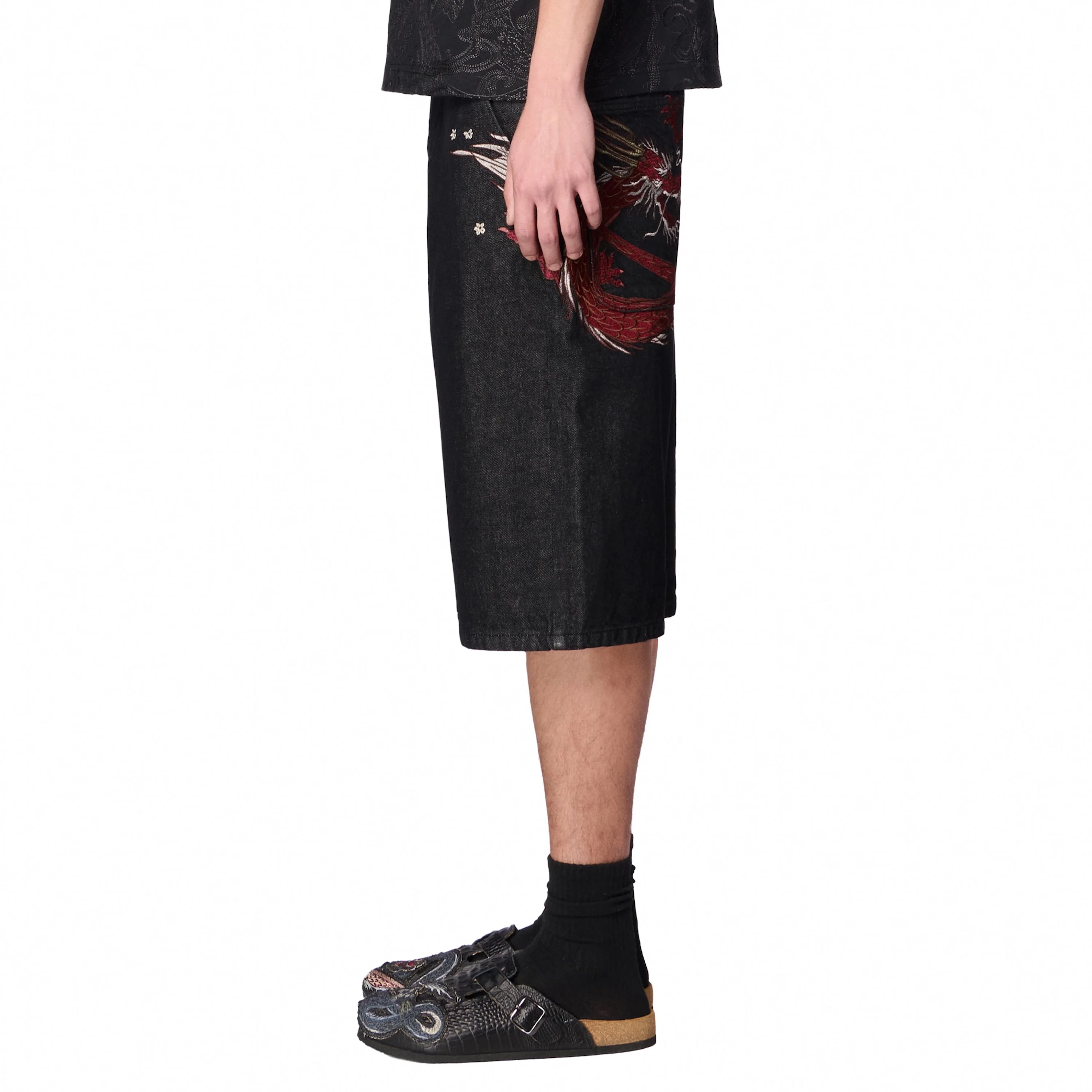 "yakuza" black raw Jorts - Image 11