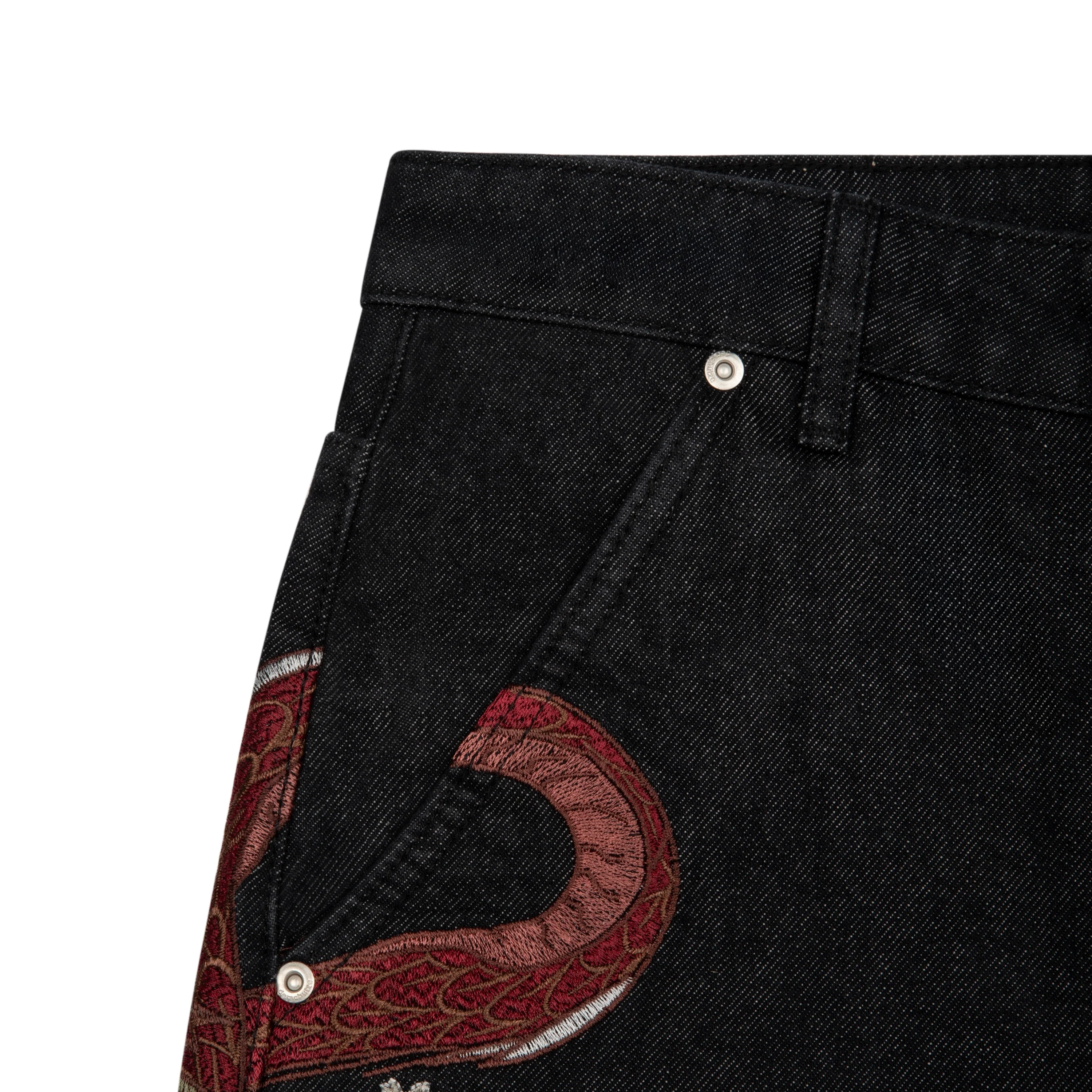 "yakuza" black raw Jorts - Image 3