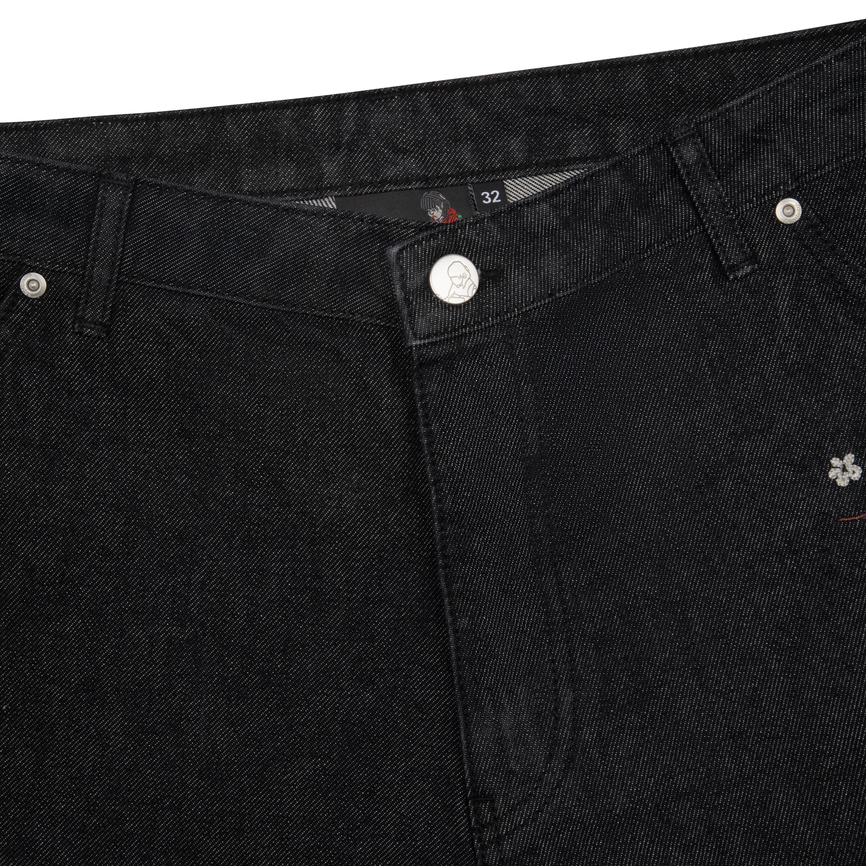 "yakuza" black raw Jorts - Image 4