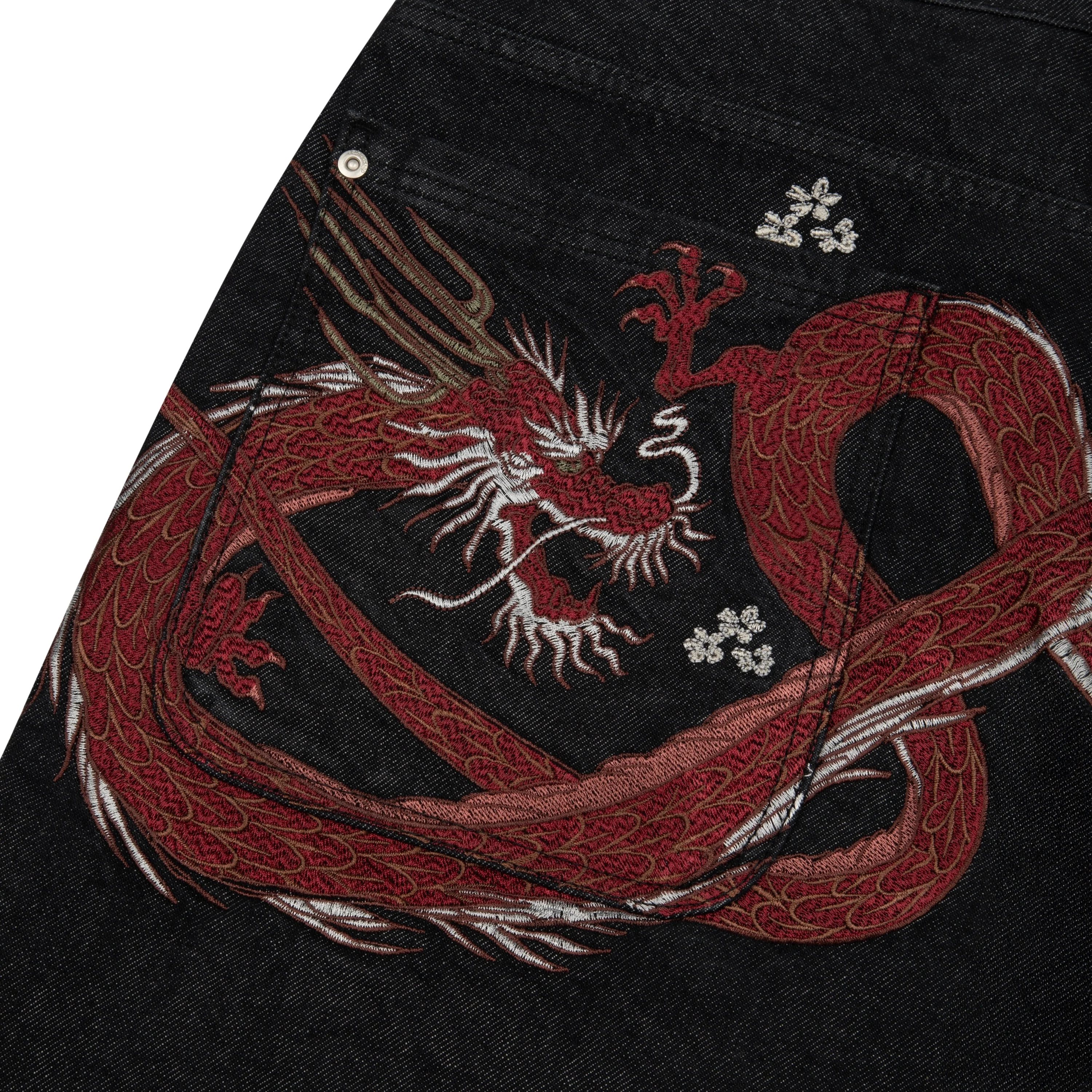 "yakuza" black raw Jorts - Image 5