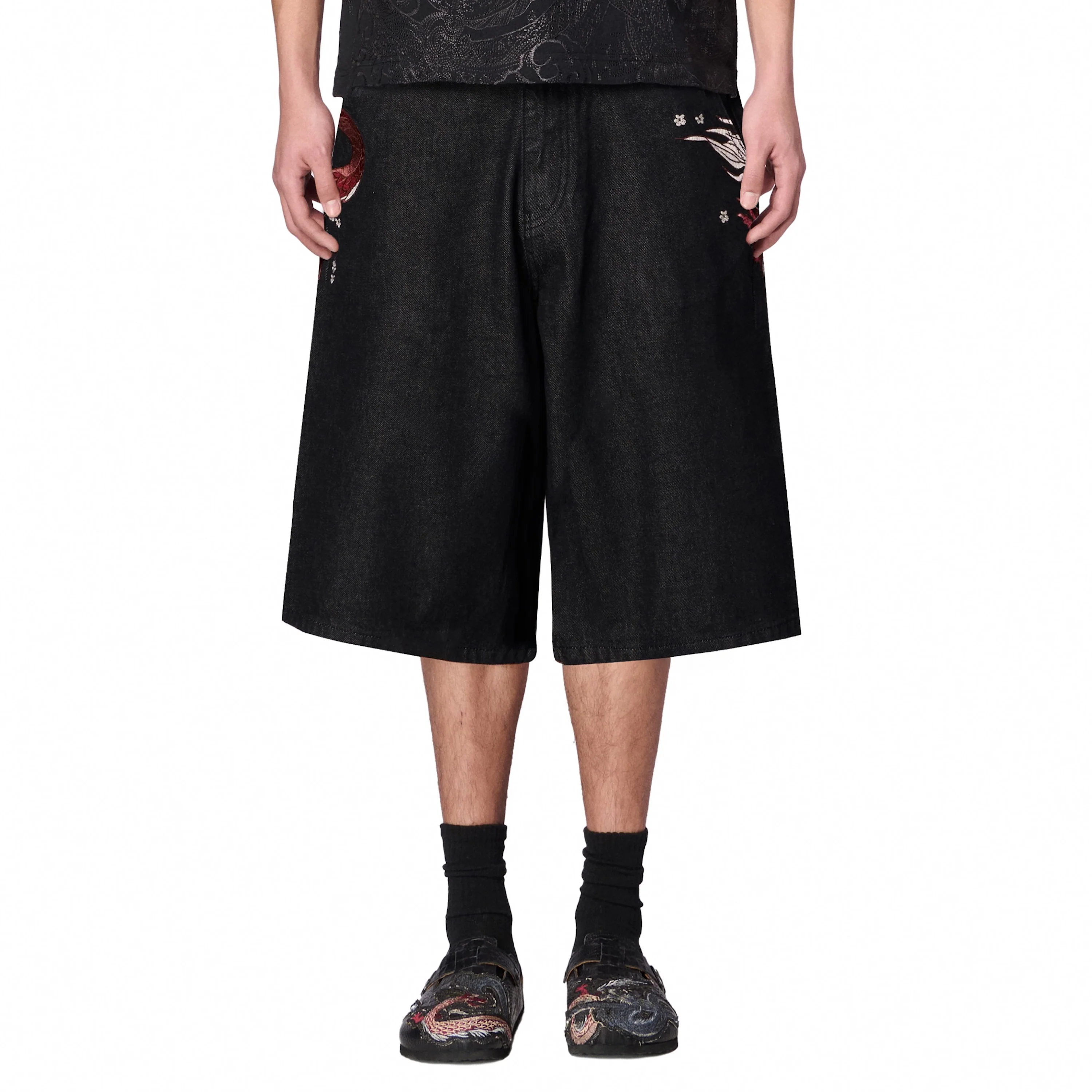 "yakuza" black raw Jorts - Image 8