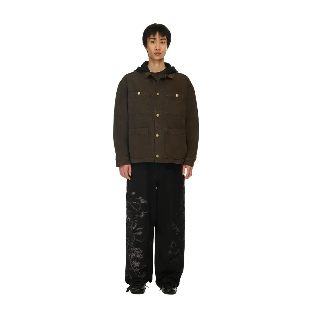 "yakuza" brown washed denim Jacket - Image 12
