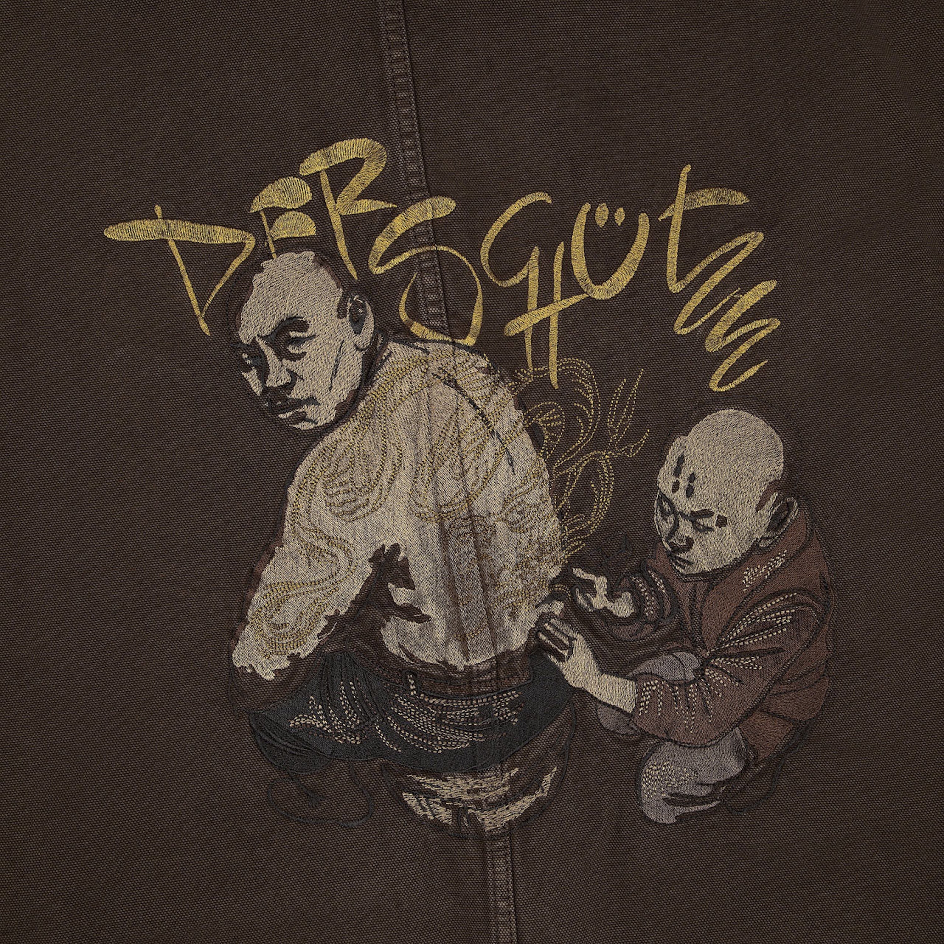 "yakuza" brown washed denim Jacket - Image 5