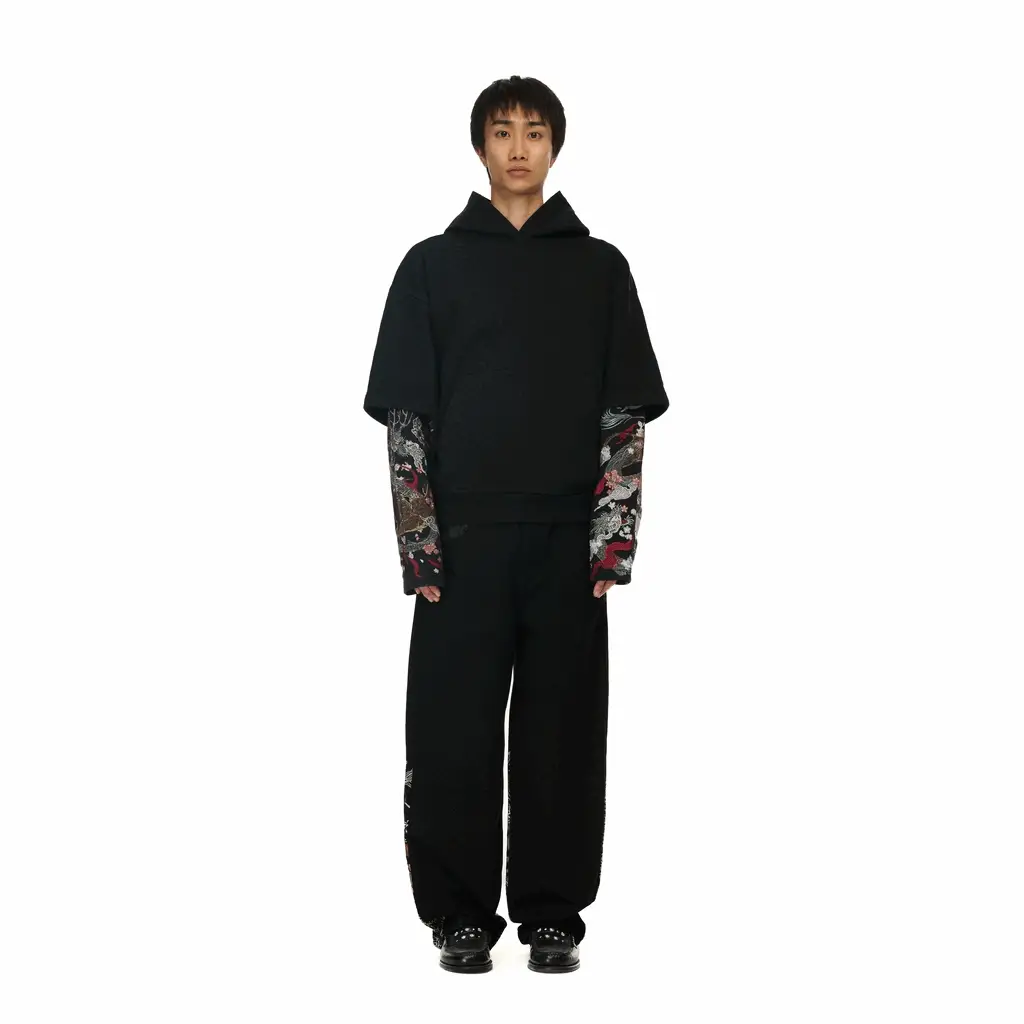 "yakuza" double sleeve Hoodie - Image 13