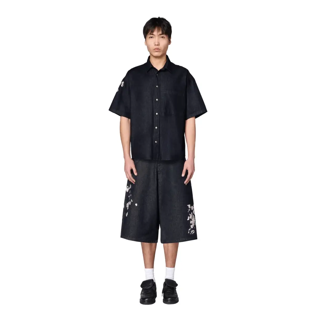 "yakuza" indigo raw Jorts 02 - Image 11