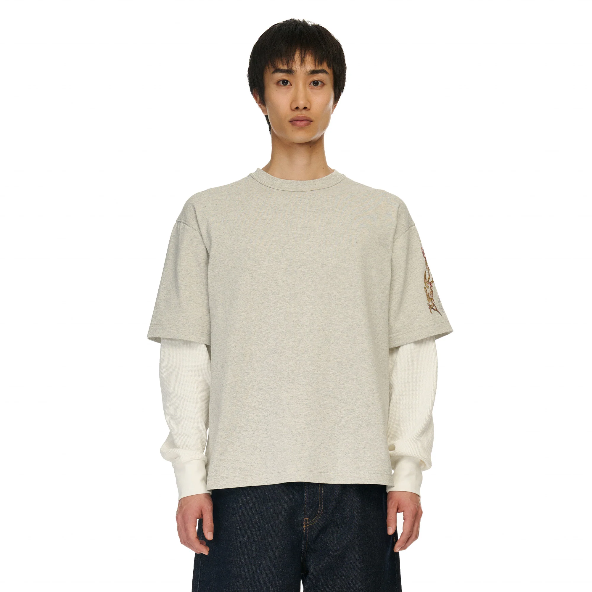 "yakuza" layered Longsleeve grey - Image 9